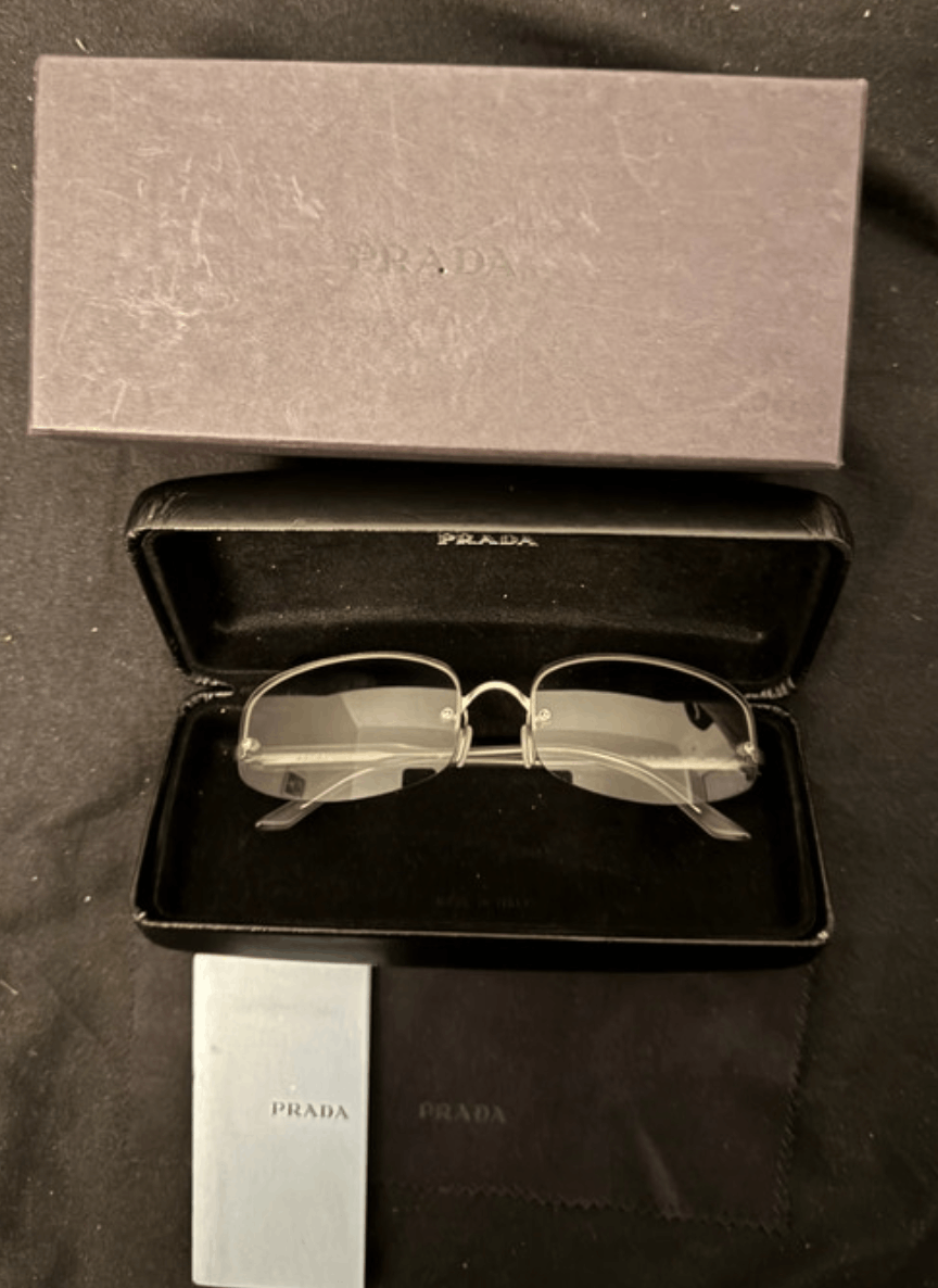 Prada × Vintage PRADA Sunglasses Rectangle Wrap Shield Metal Symbole Sport Size ONE SIZE - 1 Thumbnail