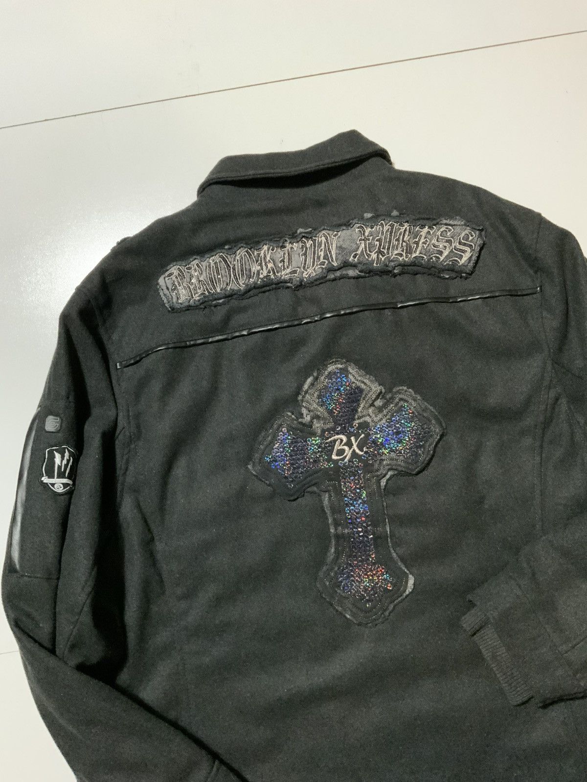 Vintage Y2K 2000s Brooklyn Xpress Skull Cross Cyber Grunge Pea Coat Size US XXL / EU 58 / 5 - 4 Thumbnail