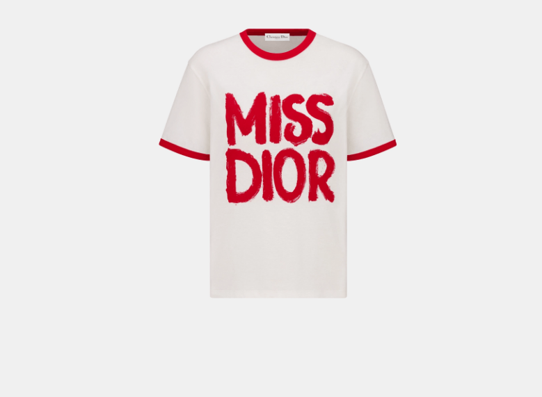 Dior o1w1db11225 453T40 T-Shirt in White/Red Size L / US 10 / IT 46 - 1 Thumbnail