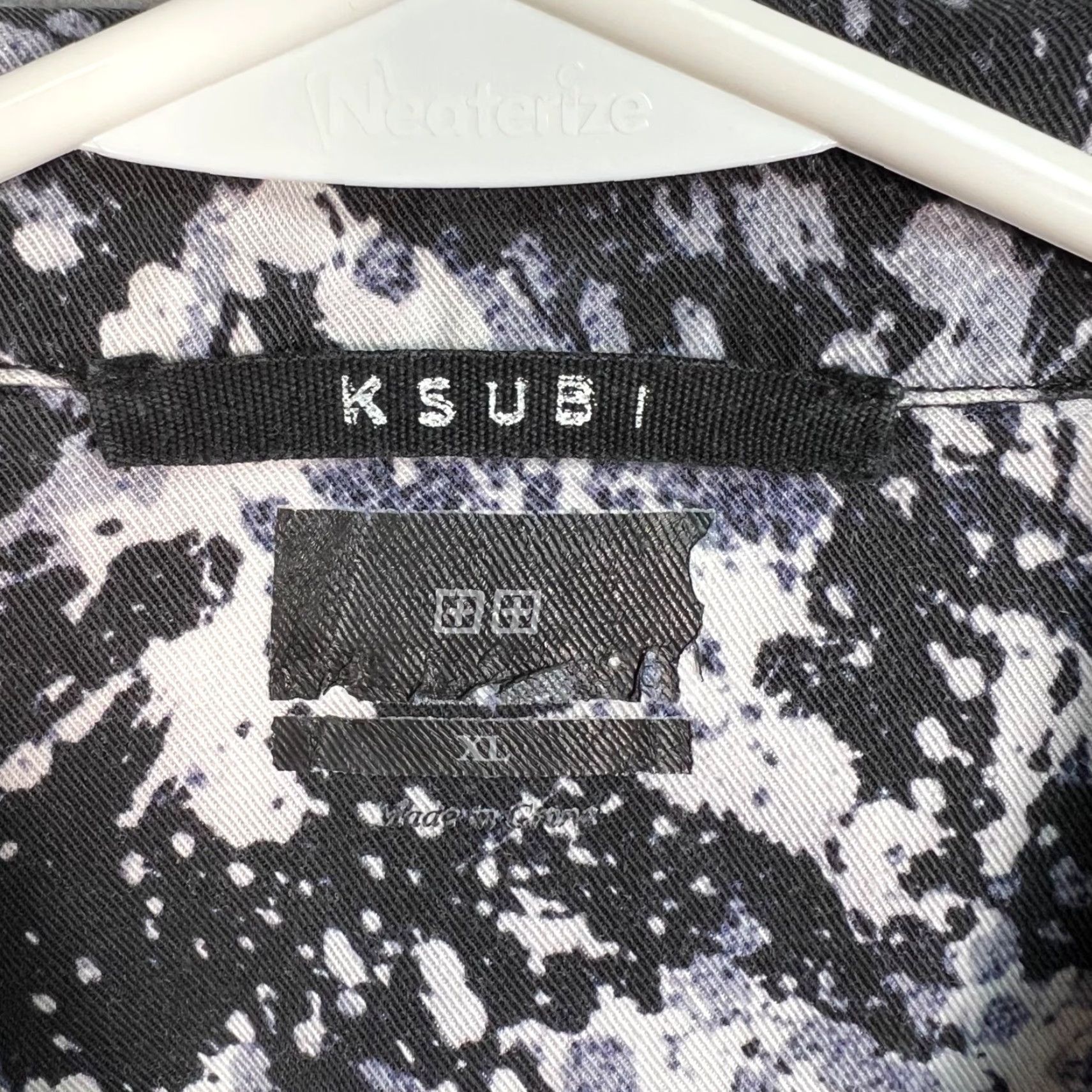 Ksubi Ksubi Mens XL Black & White Splatter Print Short-Sleeve Button-Up Shirt Size US XL / EU 56 / 4 - 3 Thumbnail