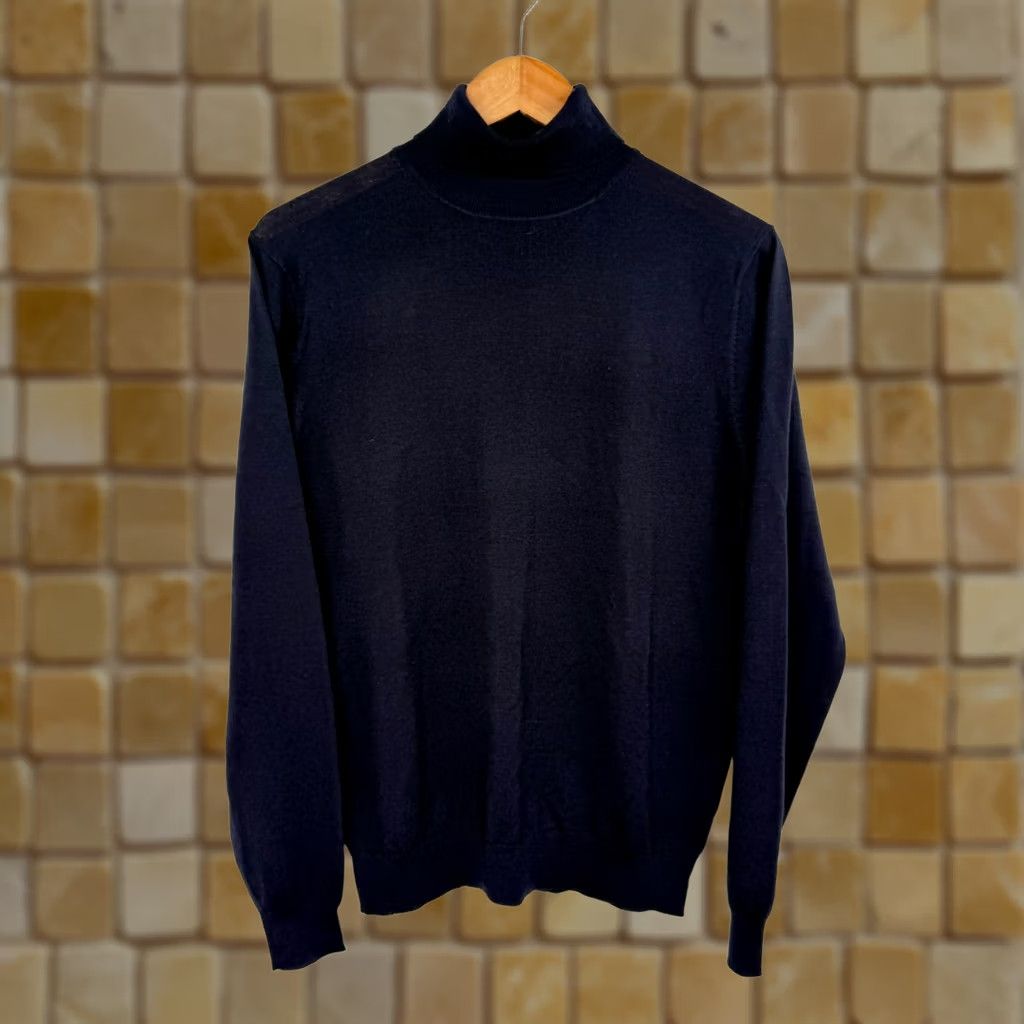 Suitsupply Suitsupply Merino Wool Turtleneck Sweater Mens Large Navy Lightweight Pullover Knit Regular Long Sleeve Size US L / EU 52-54 / 3 - 1 Thumbnail