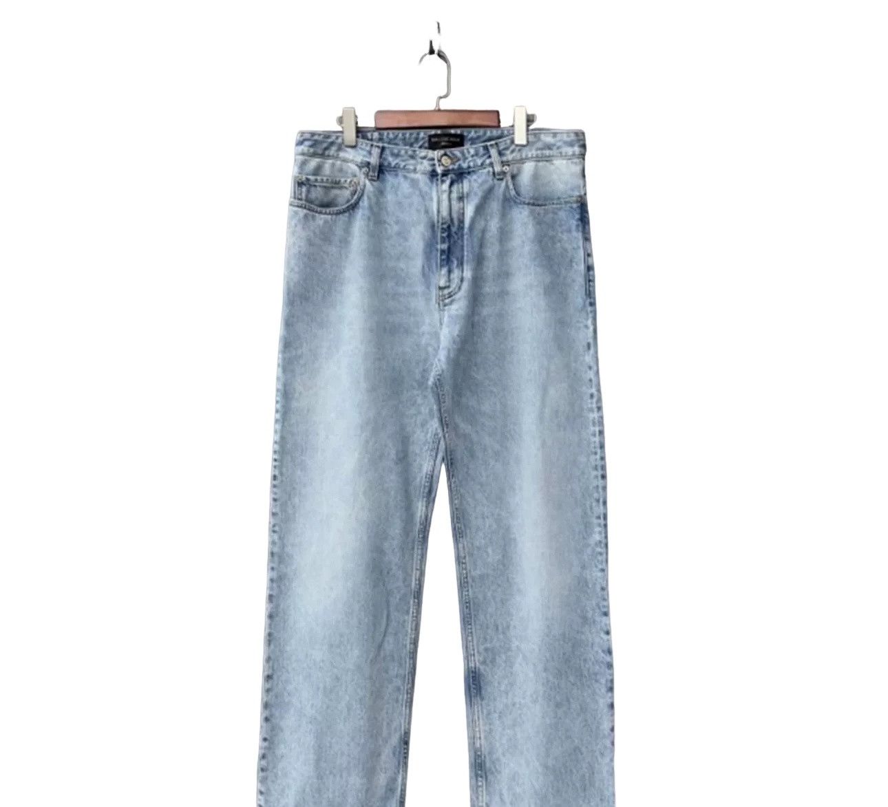 Balenciaga Balenciaga Distressed Wide Leg Denim Jeans Size 32 Size US 32 / EU 48 - 1 Thumbnail