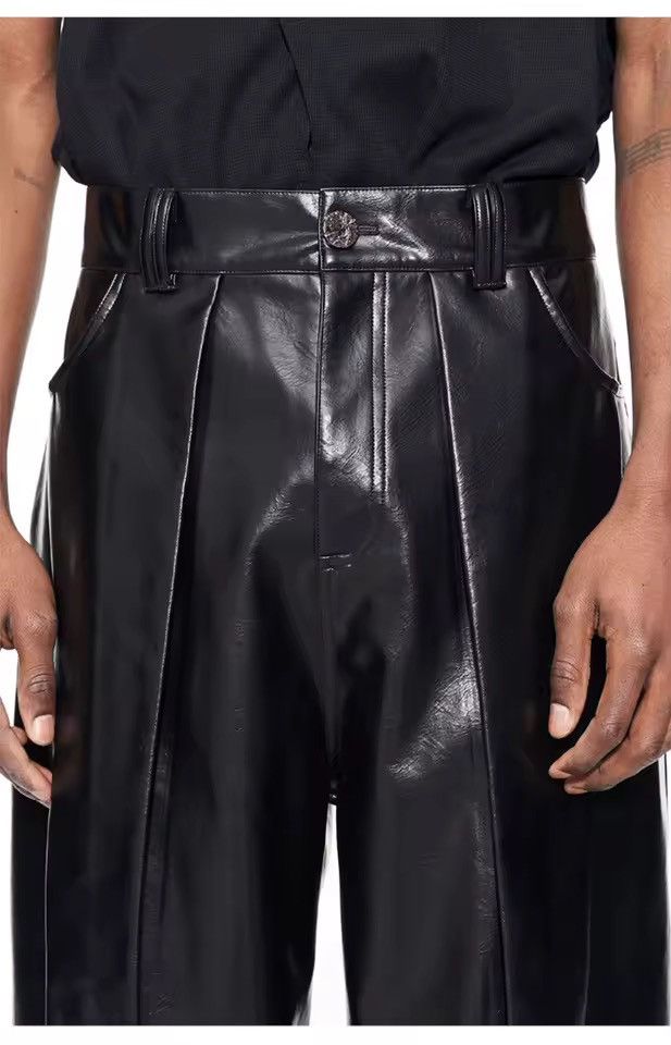 Other Casual Streetwear Gothic PU Leather Straight Pants Trousers Size US 34 / EU 50 - 8 Thumbnail