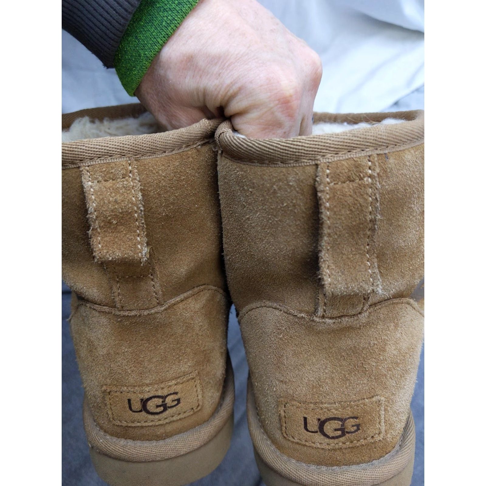 Ugg UGG Boots Womens Size 9 Brown Suede Ankle Shearling Logo Pull On Booties Size US 9 / IT 39 - 3 Thumbnail