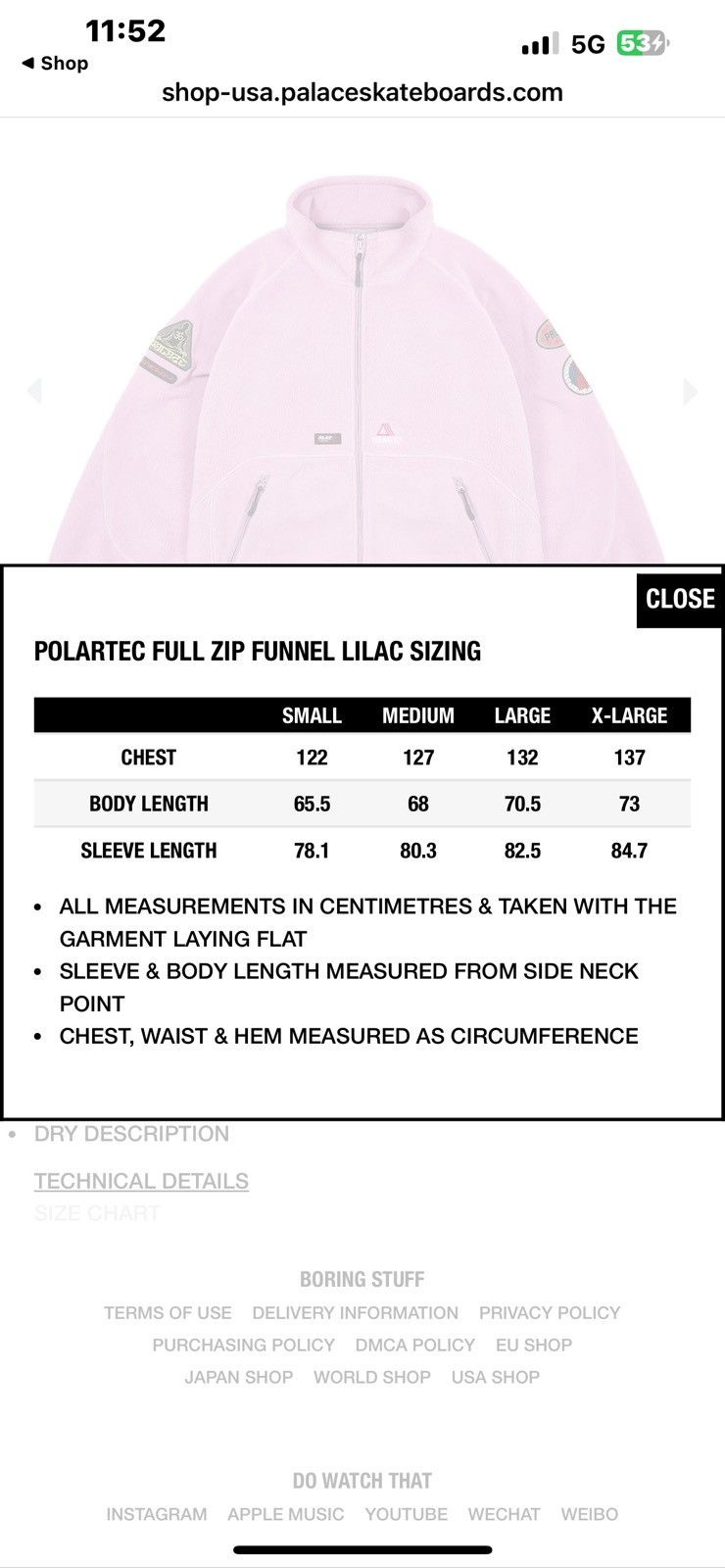Palace POLARTEC FULL ZIP FUNNEL LILAC Size US L / EU 52-54 / 3 - 4 Thumbnail