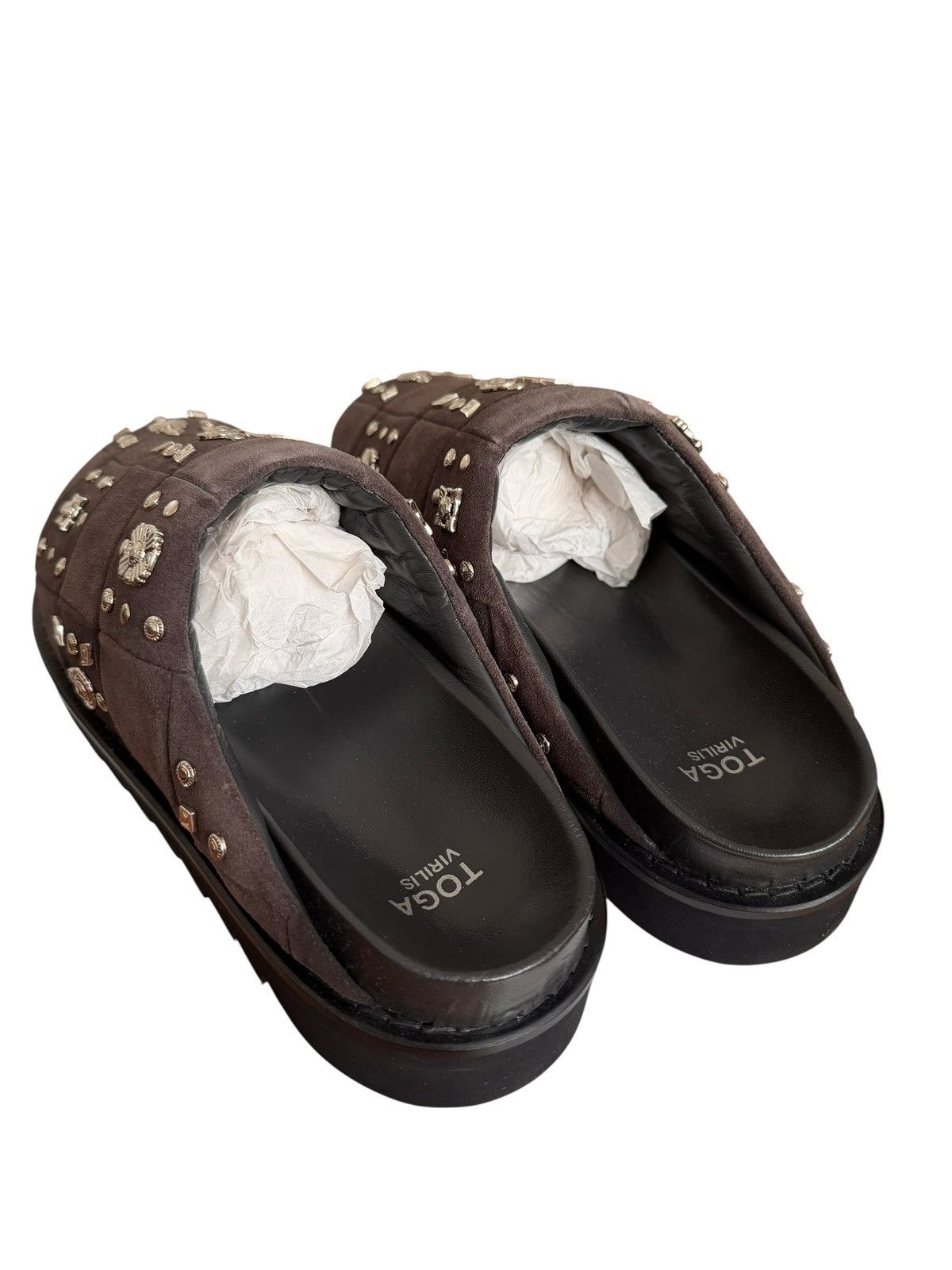 TOGA VIRILIS Suede Metal Embellished Mule Slides Size US 10 / EU 43 - 4 Thumbnail