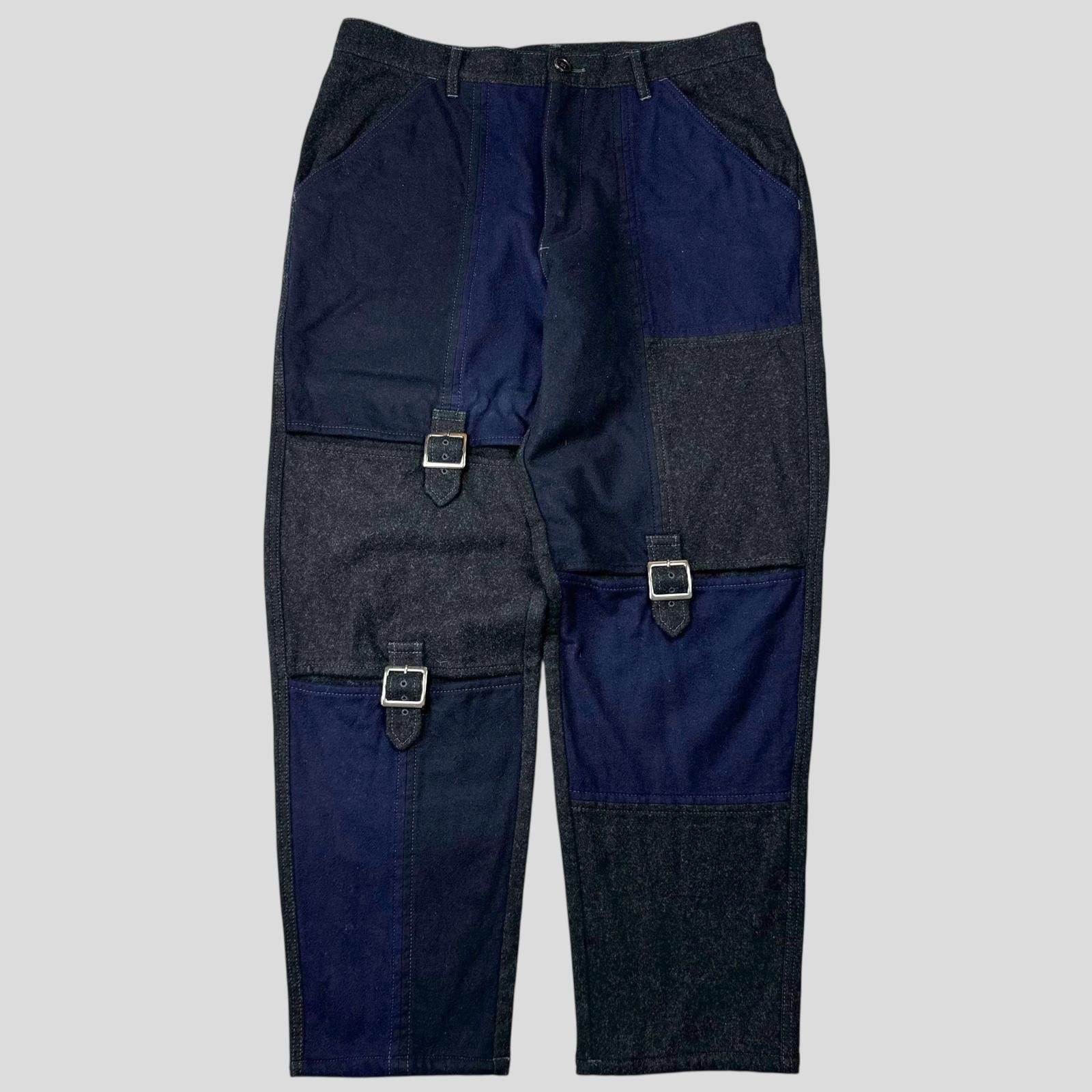 Comme des Garcons CDG SHIRT 00’s Buckle Patchwork Panelled Wool Trousers - L Size US 35 - 1 Thumbnail