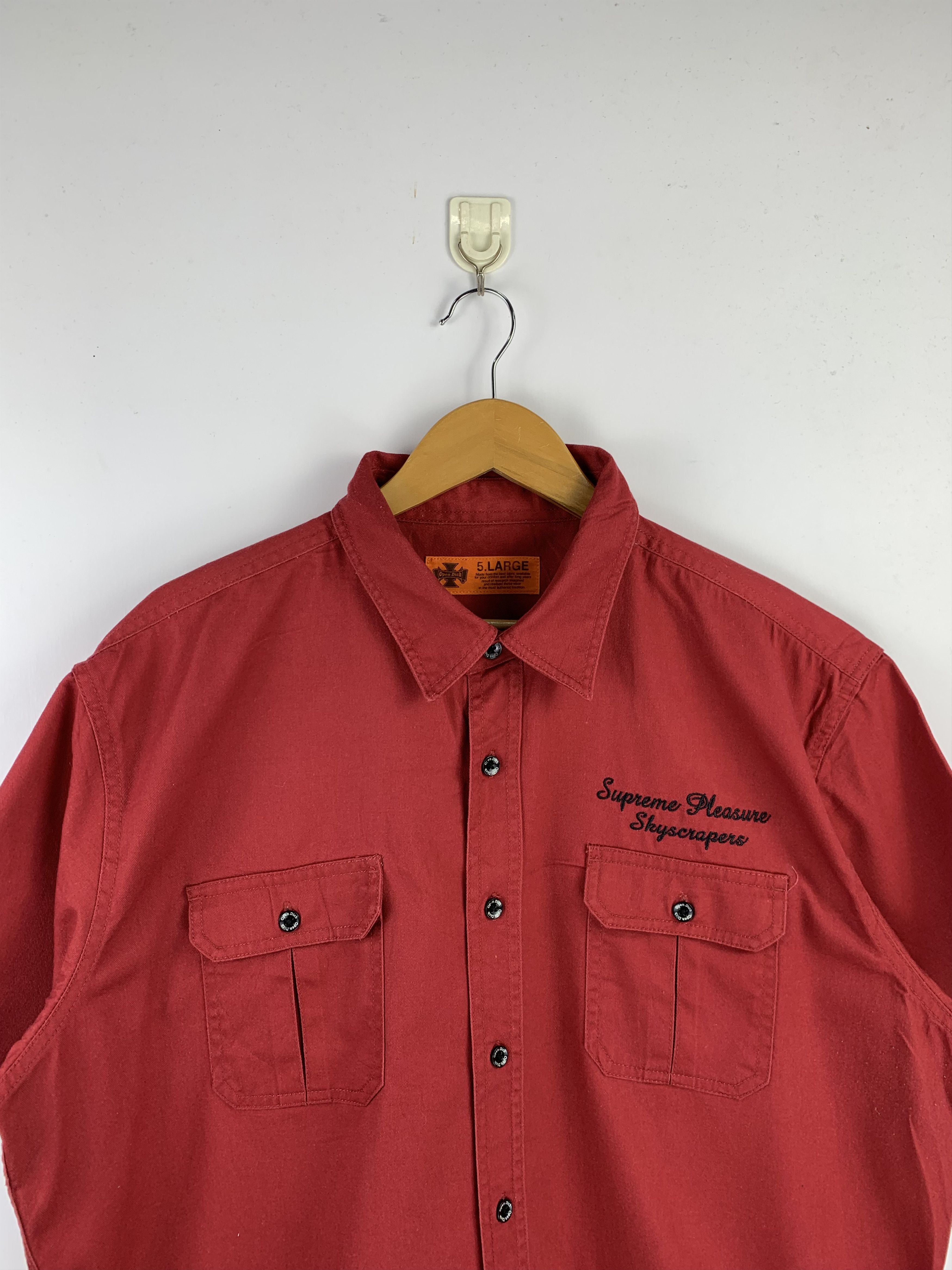 Japanese Brand Vintage Supreme Skyscrapers Workers Shirt Red J1530 Size US L / EU 52-54 / 3 - 3 Thumbnail