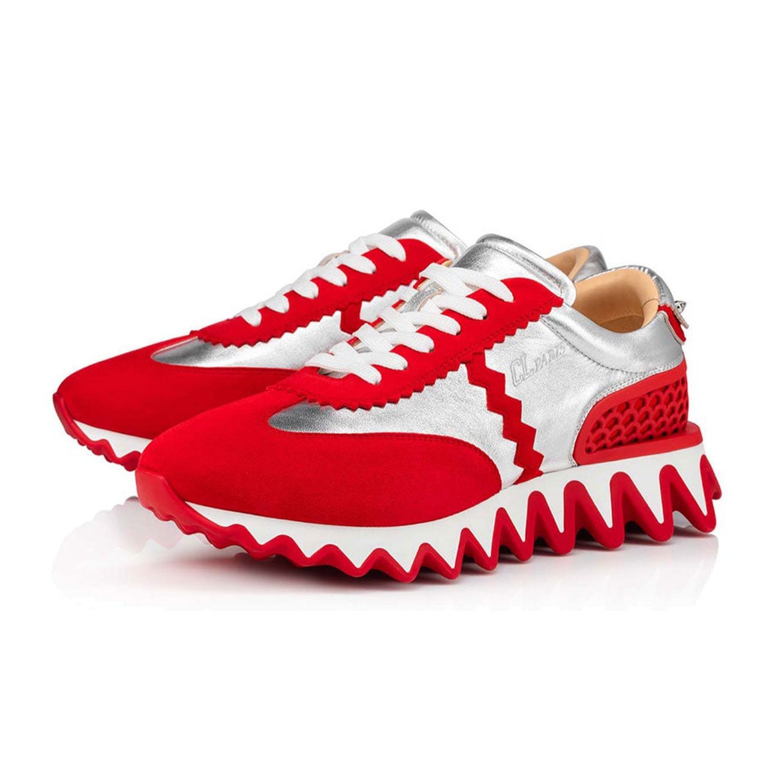 Christian Louboutin Christian Louboutin Mens Loubishark Flat Red Silver Platform Size US 13 / EU 46 - 1 Thumbnail