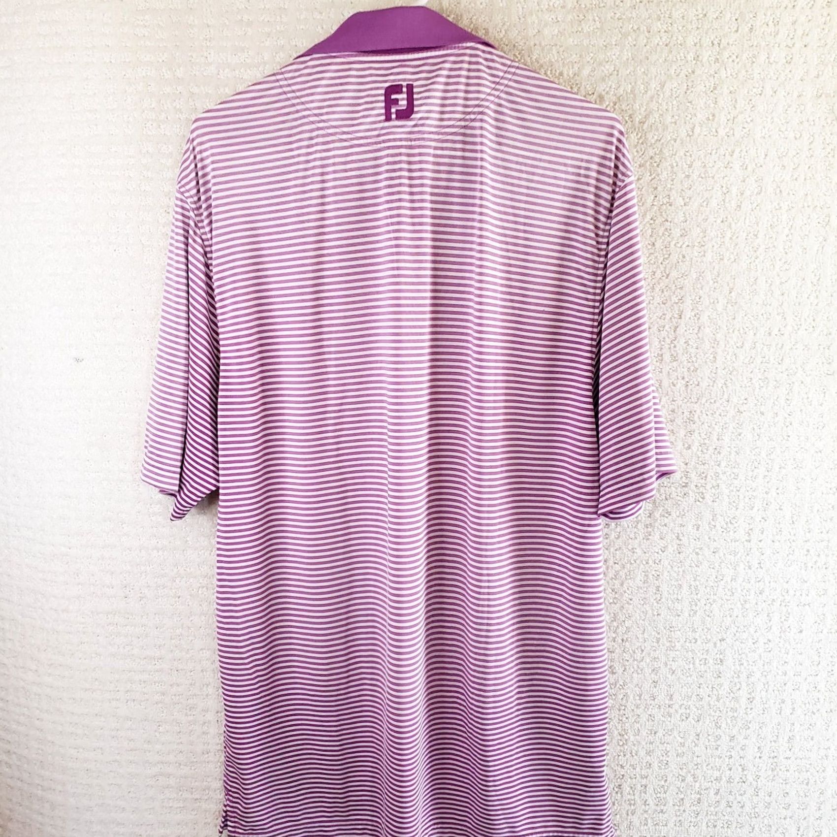 Footjoy FootJoy Men Polo Shirt Purple White Striped Short Sleeve M EUC Sports Golf Shirt Size US M / EU 48-50 / 2 - 6 Thumbnail