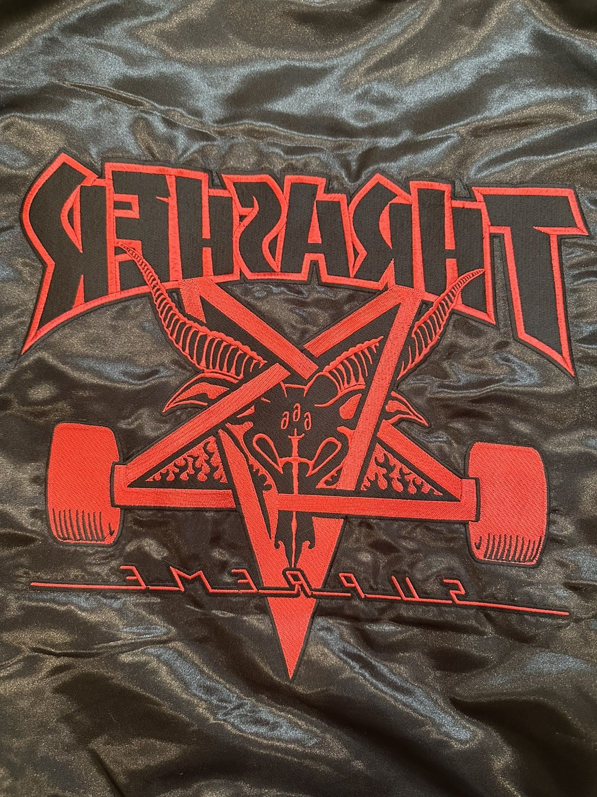 Supreme × Thrasher Supreme x Thrasher Satin Varsity Jacket Size US M / EU 48-50 / 2 - 3 Thumbnail