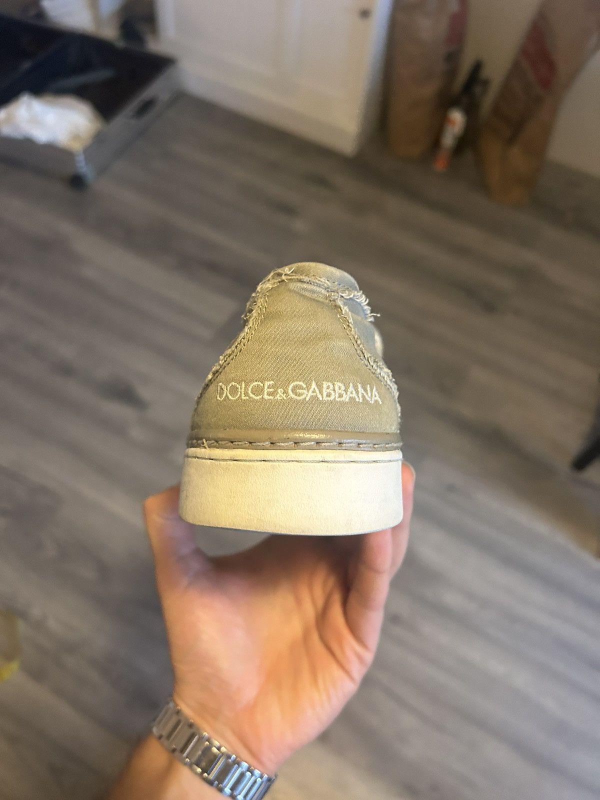 Dolce & Gabbana Dolce & Gabbana Distressed Canvas Horsebit Loafers Size US 11 / EU 44 - 14 Thumbnail