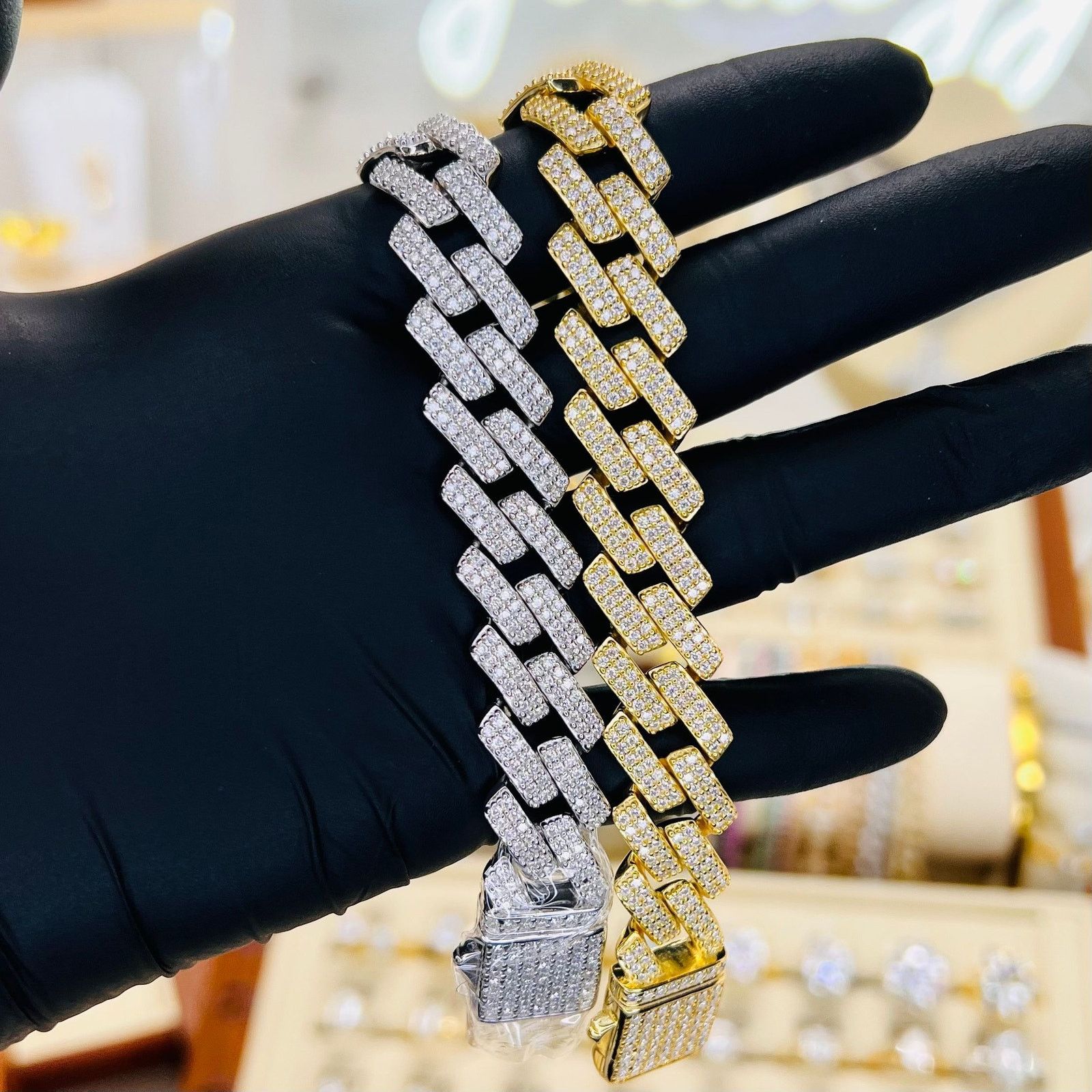 Other 14mm Moissanite Iced Out Cuban Bracelet Size ONE SIZE - 1 Thumbnail