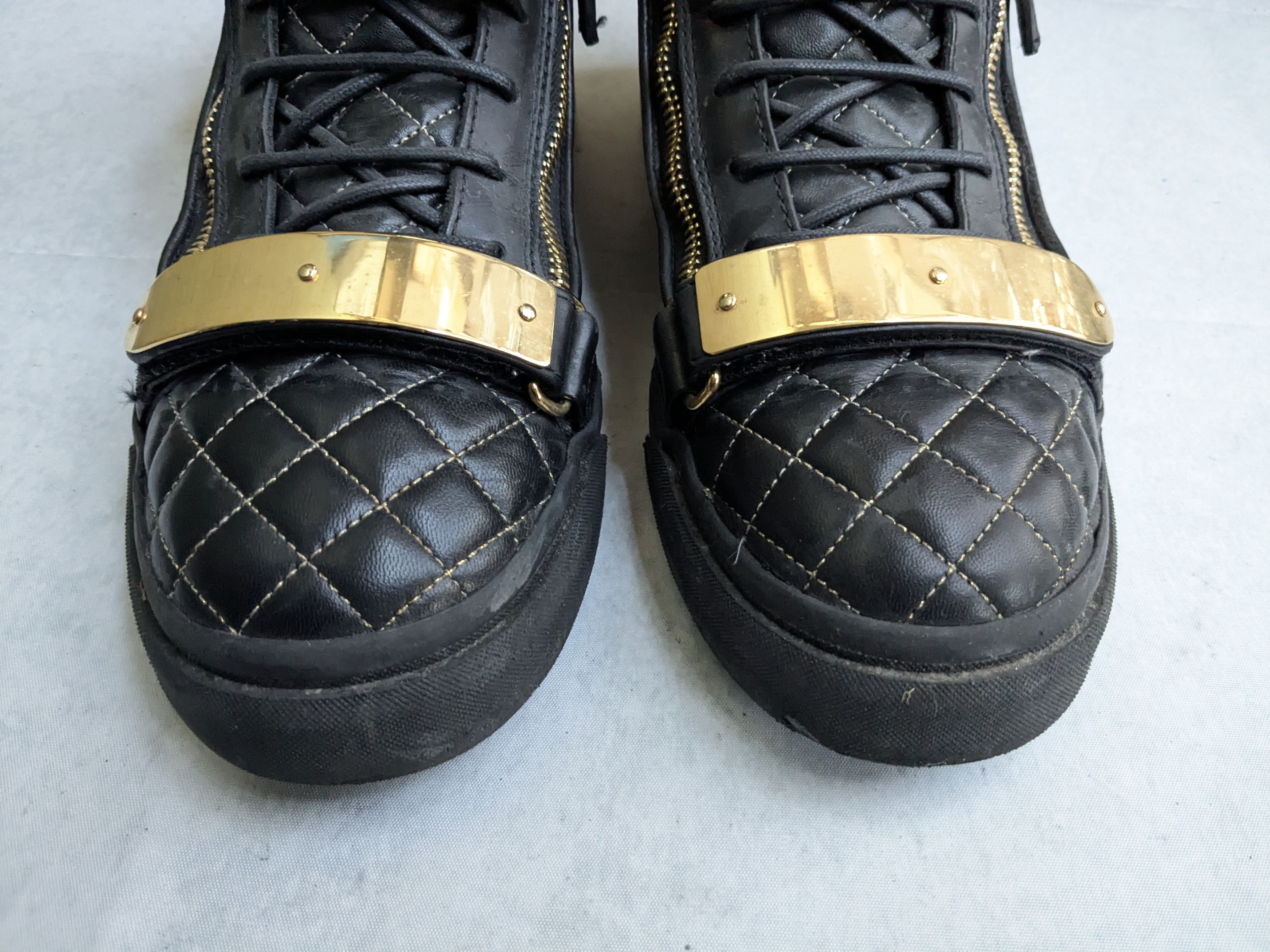 Giuseppe Zanotti Giuseppe Zanotti Sneakers Black Gold 13 46 High Tops Leather Size US 13 / EU 46 - 4 Thumbnail