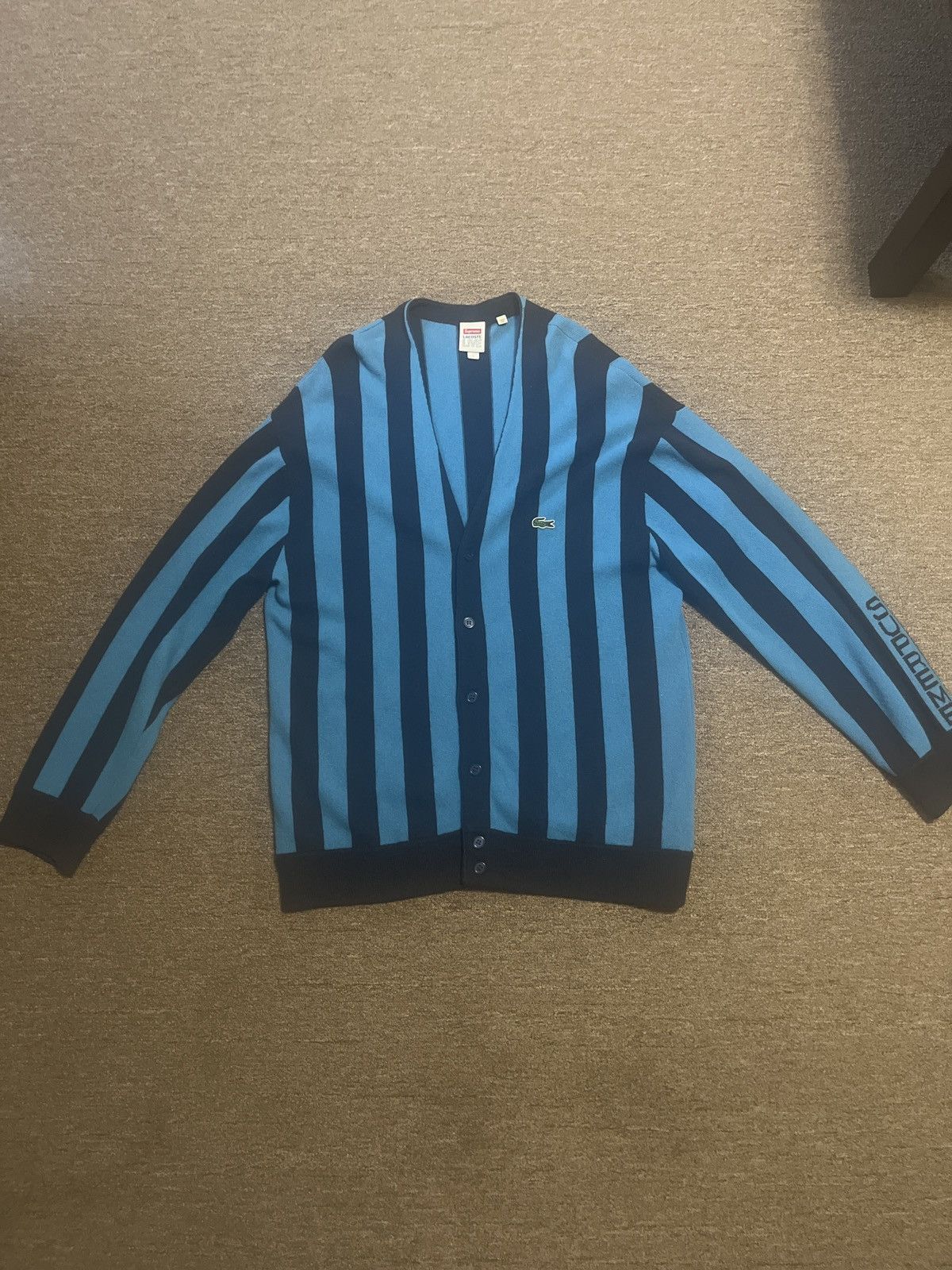 Lacoste × Supreme Striped Cardigan Size US L / EU 52-54 / 3 - 3 Thumbnail