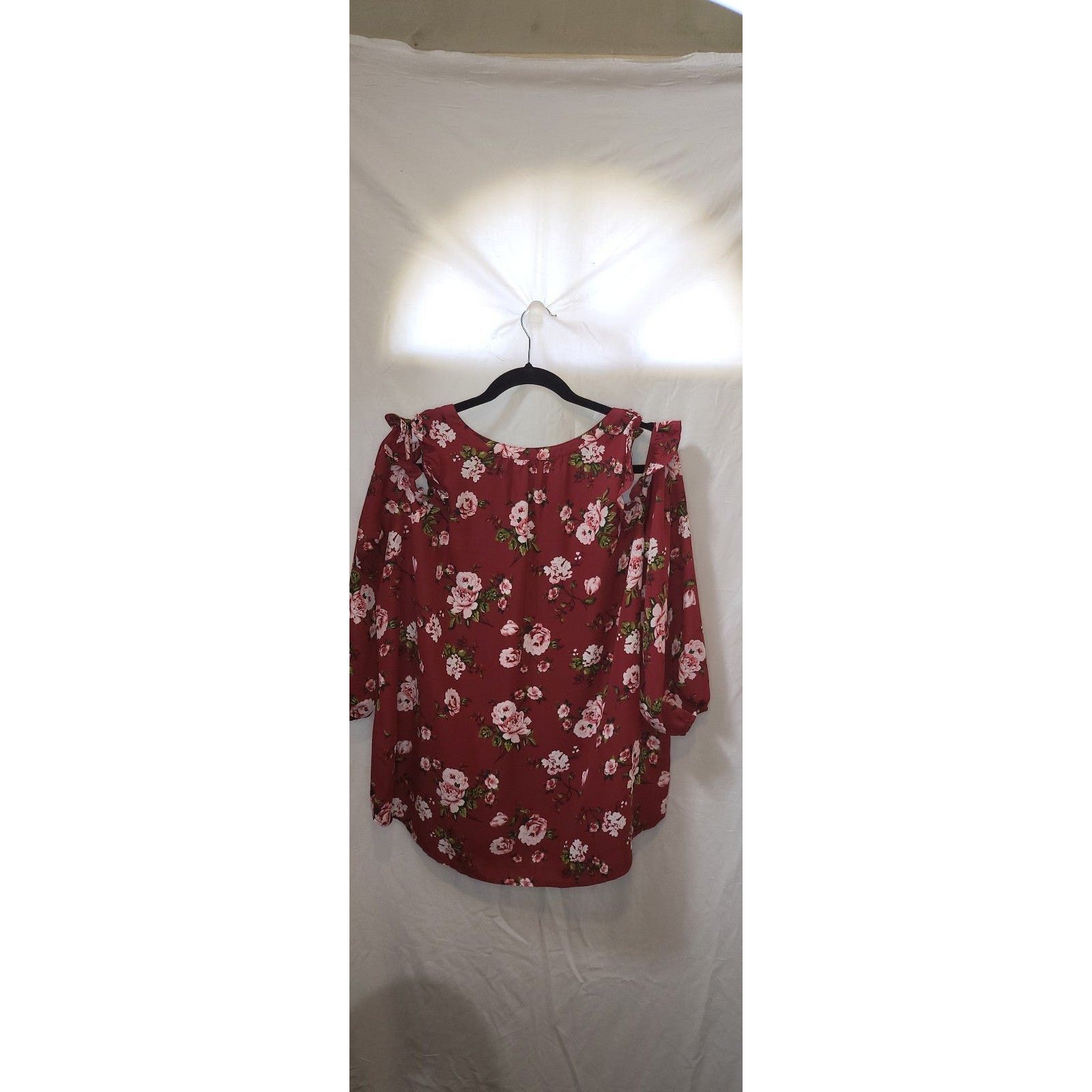 Other Ruffle Cold Shoulder Burgundy Floral 3/4 Sleeve Blouse XL Size XL / US 12-14 / IT 48-50 - 2 Thumbnail