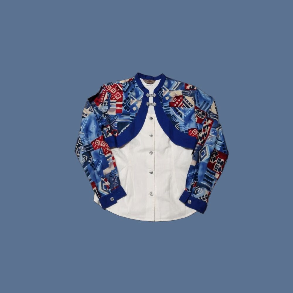 Roper VINTAGE 90s Womens Roper Rodeo Blue Button Shirt top M Retro Western Navajo Shirt Size M / US 6-8 / IT 42-44 - 1 Thumbnail