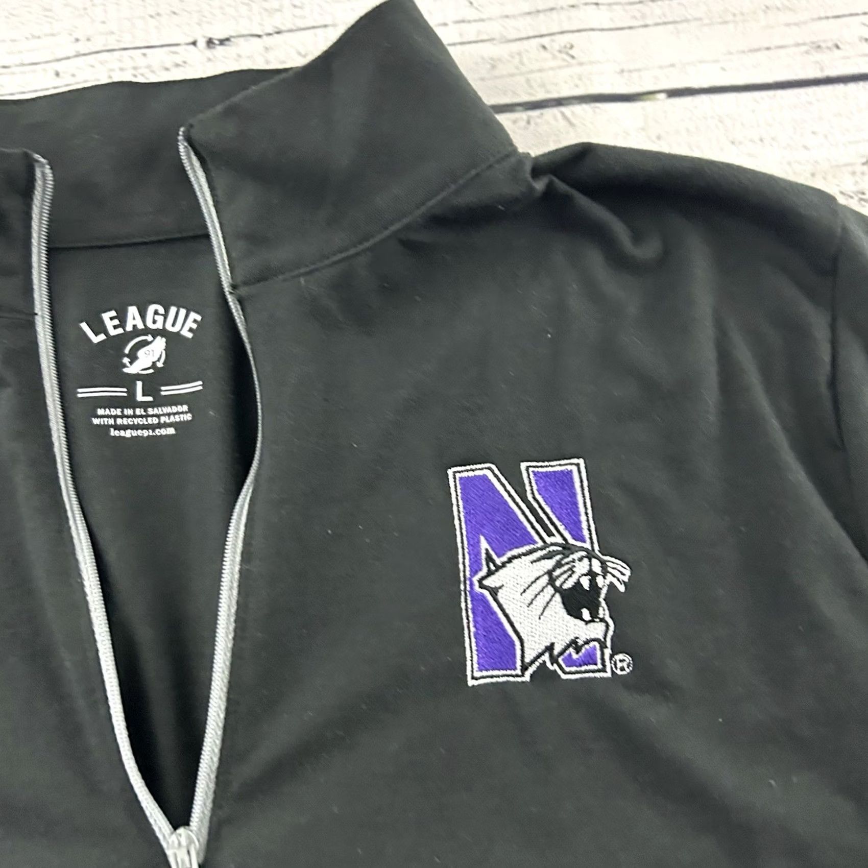 Vintage League Northwestern 1/4 Zip Pullover Lightweight Jacket Men's L Black Size US L / EU 52-54 / 3 - 3 Thumbnail