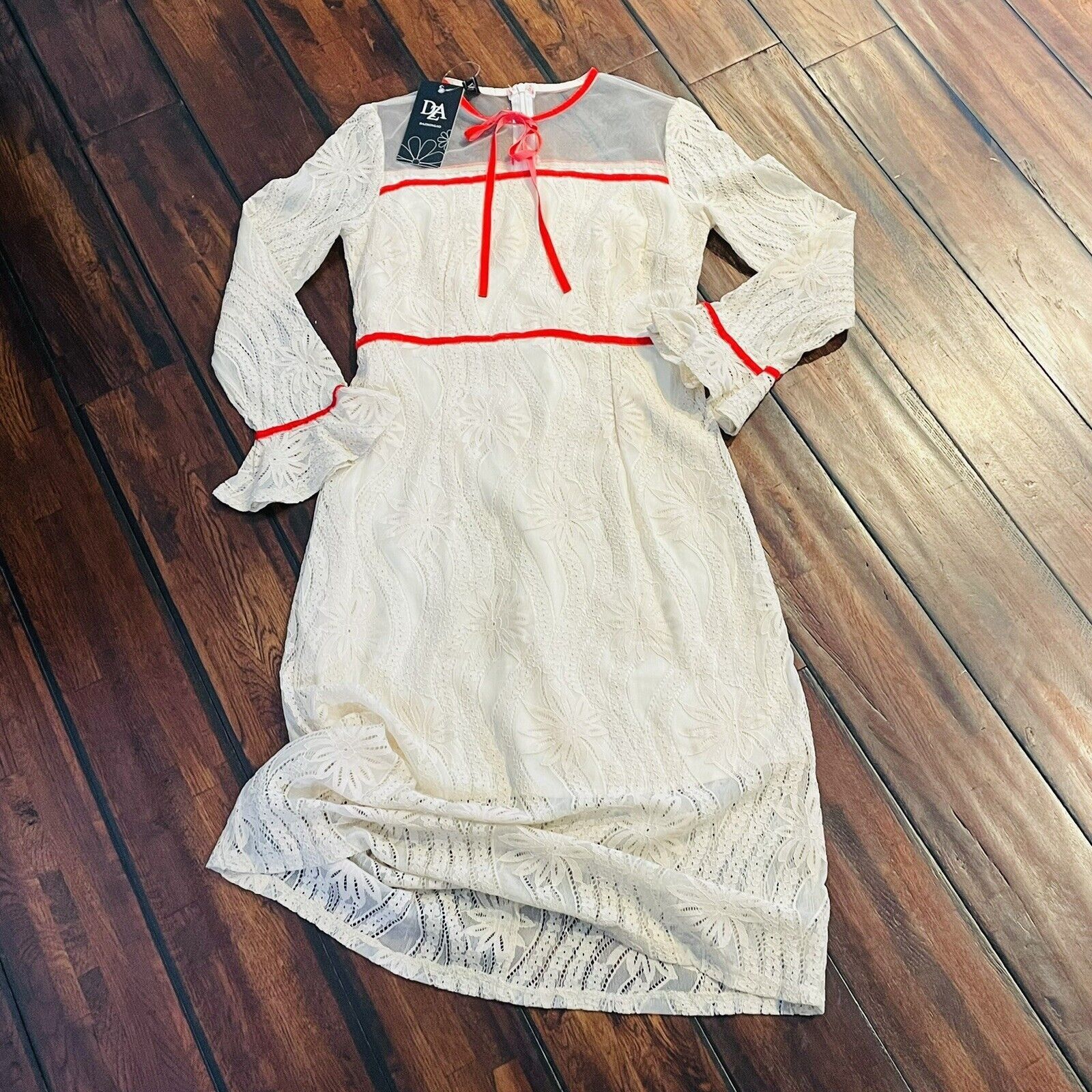 Other Dza Midi Dress Women's Medium Long Sleeve Slip Covered In La Size M / US 6-8 / IT 42-44 - 5 Thumbnail