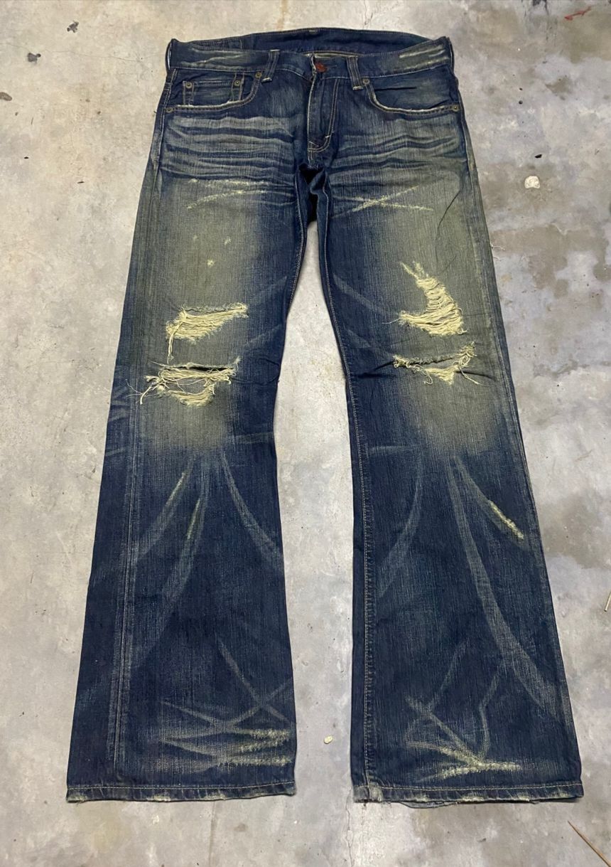 If Six Was Nine 💥FLARE💥 VINTAGE EDWIN BLUE TRIP DISTRESSED DENIM Size US 34 / EU 50 - 1 Thumbnail