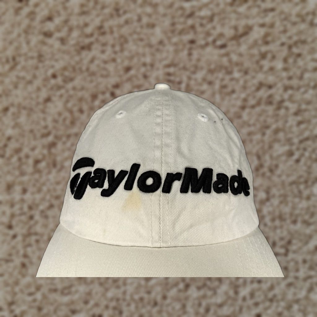 TaylorMade Taylormade Hat Cap Adjustable One Size White Cotton Twill Golf Hat Mens Cap R7 Twill Golf Golfer Logo White Cap Size ONE SIZE - 1 Thumbnail