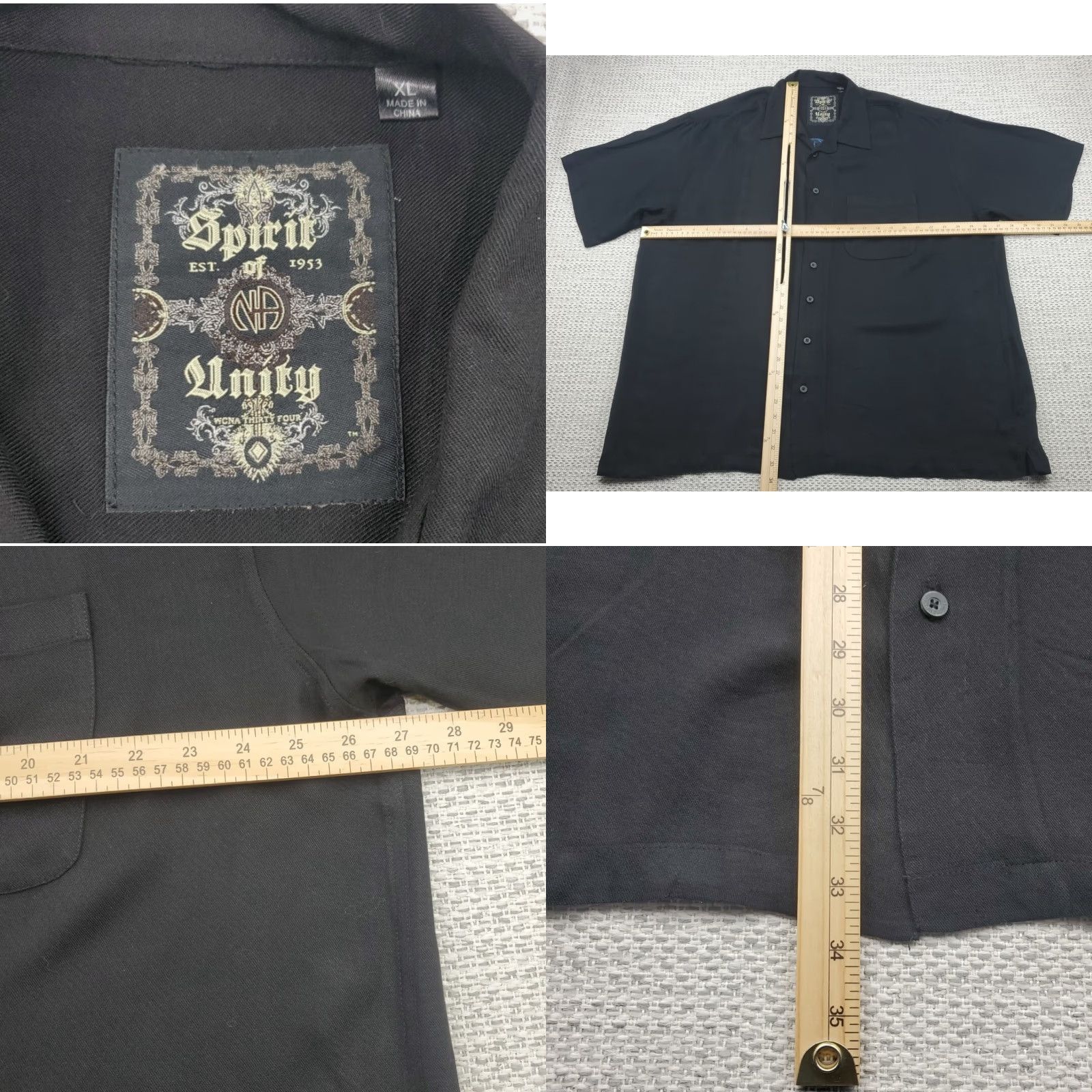 ESPIRIT VINTAGE Spirit Of Unity Sobriety Shirt Mens XL Embroidered Short Sleeve Button Up Size US XL / EU 56 / 4 - 8 Thumbnail