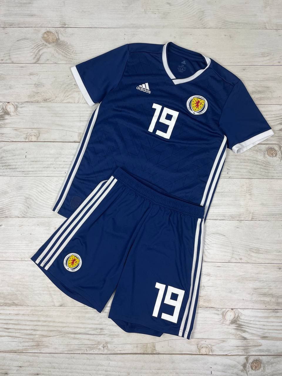 Adidas Scotland 2017 2019 #19 Home Shirt And Shorts Jersey