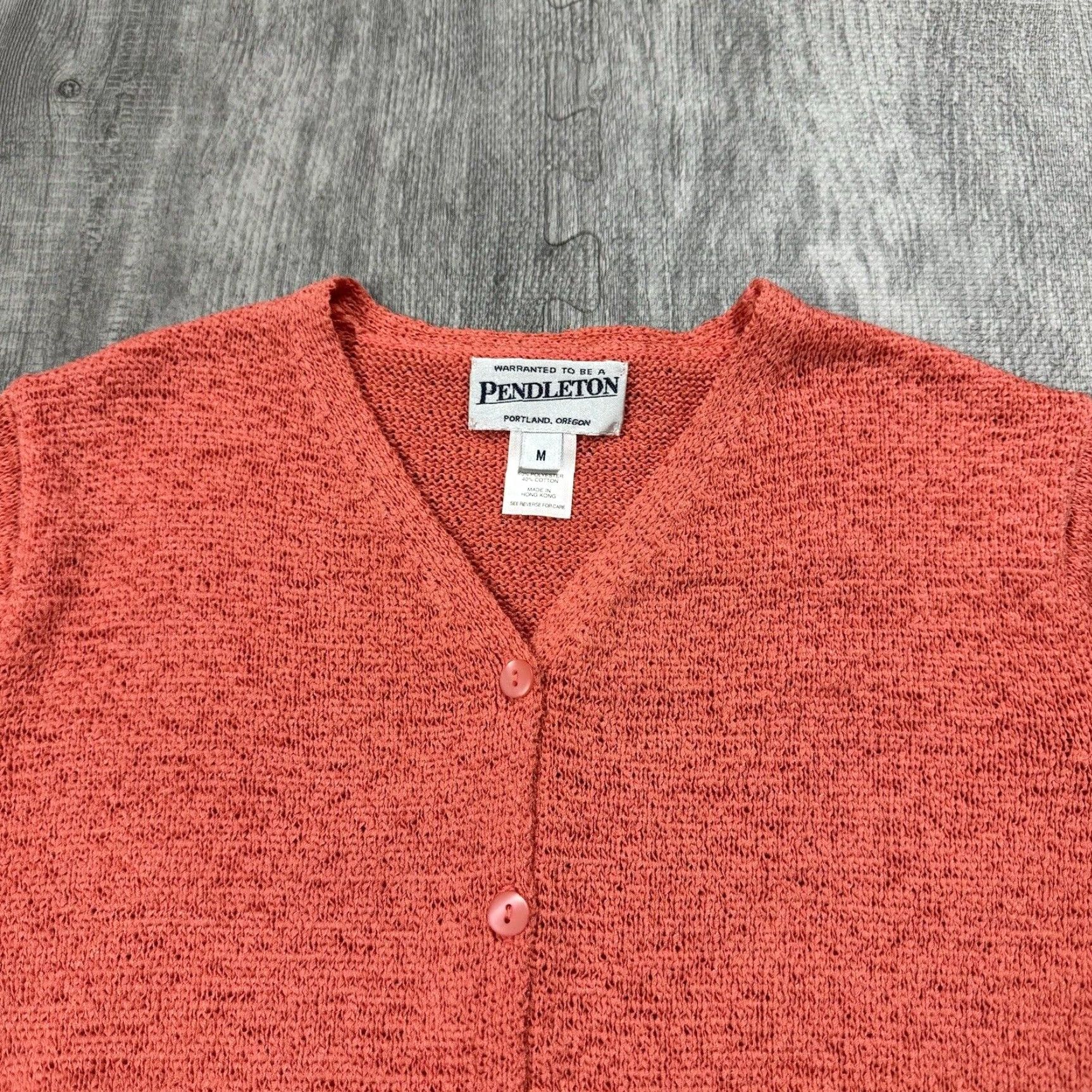 Pendleton Pendleton Women's Cardigan Knit V-Neck Sweater Pink Coral Button Front M Size M / US 6-8 / IT 42-44 - 2 Thumbnail