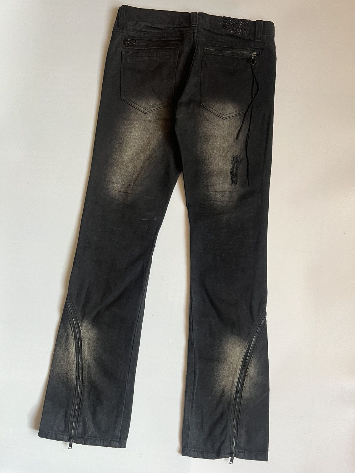 Japanese Brand Roshell Zipper Flare Bondage Distressed Denim Size US 31 - 11 Thumbnail