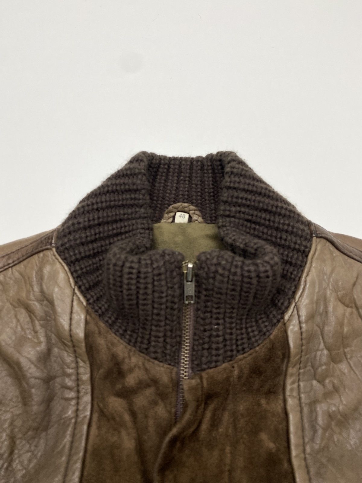 Vintage Dressco Brown 48 Vintage Leather Wool Jacket for Men Size US M / EU 48-50 / 2 - 3 Thumbnail