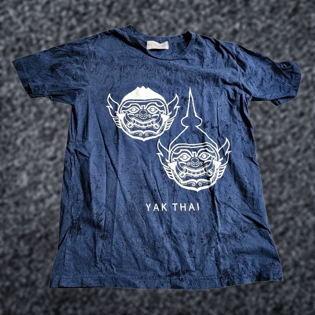 Vintage BATTAB Bangkok Mens M T-Shirt Yaksha Mask Blue Crew Neck Short Sleeve Size US M / EU 48-50 / 2 - 1 Thumbnail