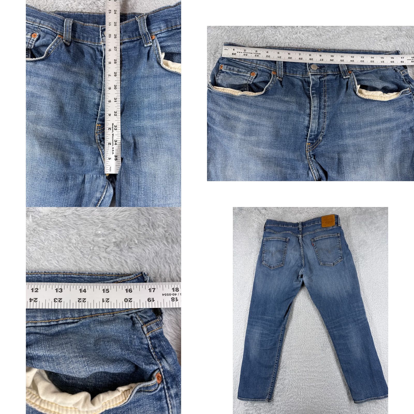 Levi's Levis Jeans Mens Slim 502 Denim Blue 36x28 Cotton Blend 5-Pocket Straight Size US 36 / EU 52 - 9 Thumbnail