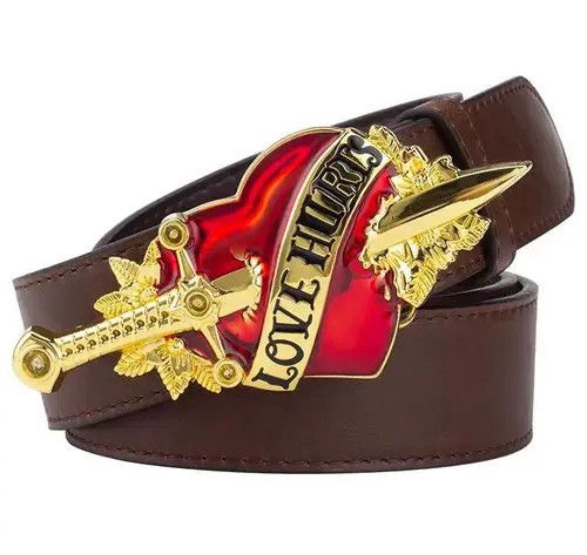 Other Leather Belt Red Heart Arrow Love Hurts Size ONE SIZE - 1 Thumbnail