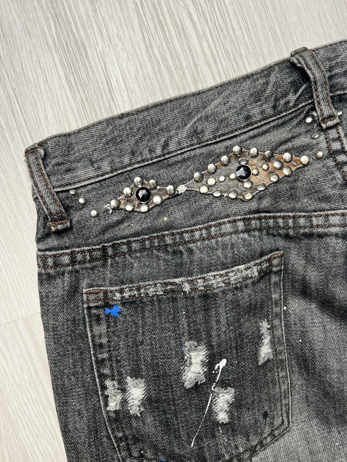 Schlussel Schlussel Paint Splatter Studded Distressed Jeans LGB ISWN Size US 31 - 5 Thumbnail