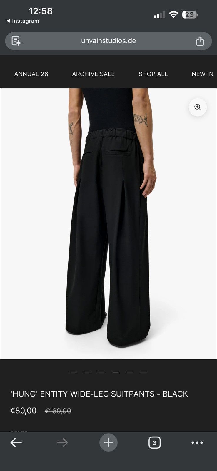 Unvain Studios UNVAIN STUDIOS “HUNG” ENTITY WIDE-LEG SUITPANTS Size US 32 / EU 48 - 9 Thumbnail