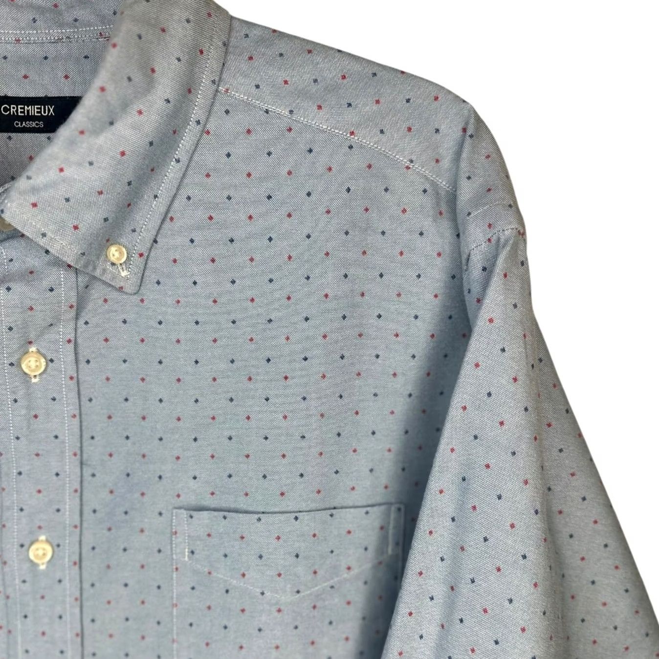 Cremieux CREMIEUX CLASSICS Mens XL Blue Dotted Button Down Long Sleeve Shirt Size US XL / EU 56 / 4 - 5 Thumbnail