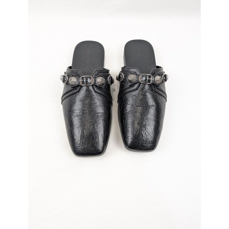 Balenciaga o1rshd1 Cosy Cagole F005 Arena Mules in Black/Aged Silver Size US 7 / EU 40 - 14 Thumbnail