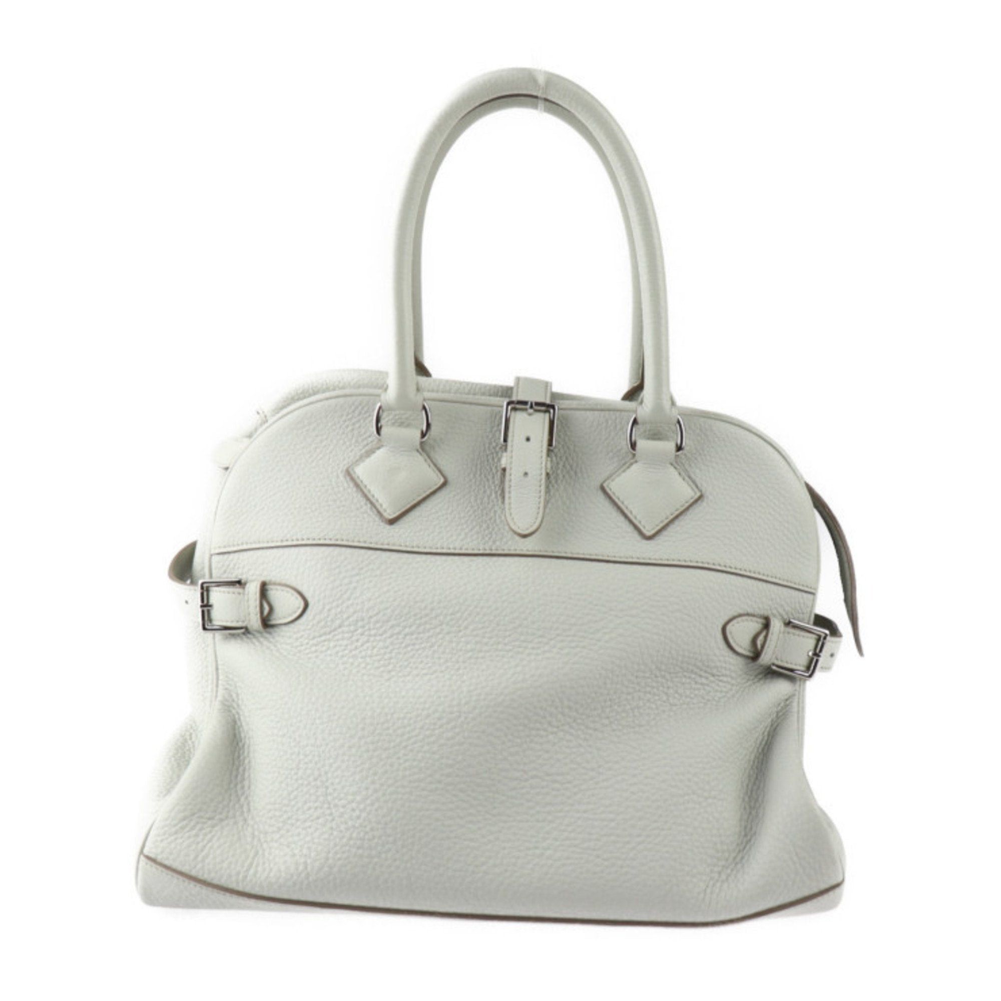 image of Hermes Atlas 35 Handbag Taurillon Clemence Pearl Gray Silver Hardware O Stamp in Grey, Women's