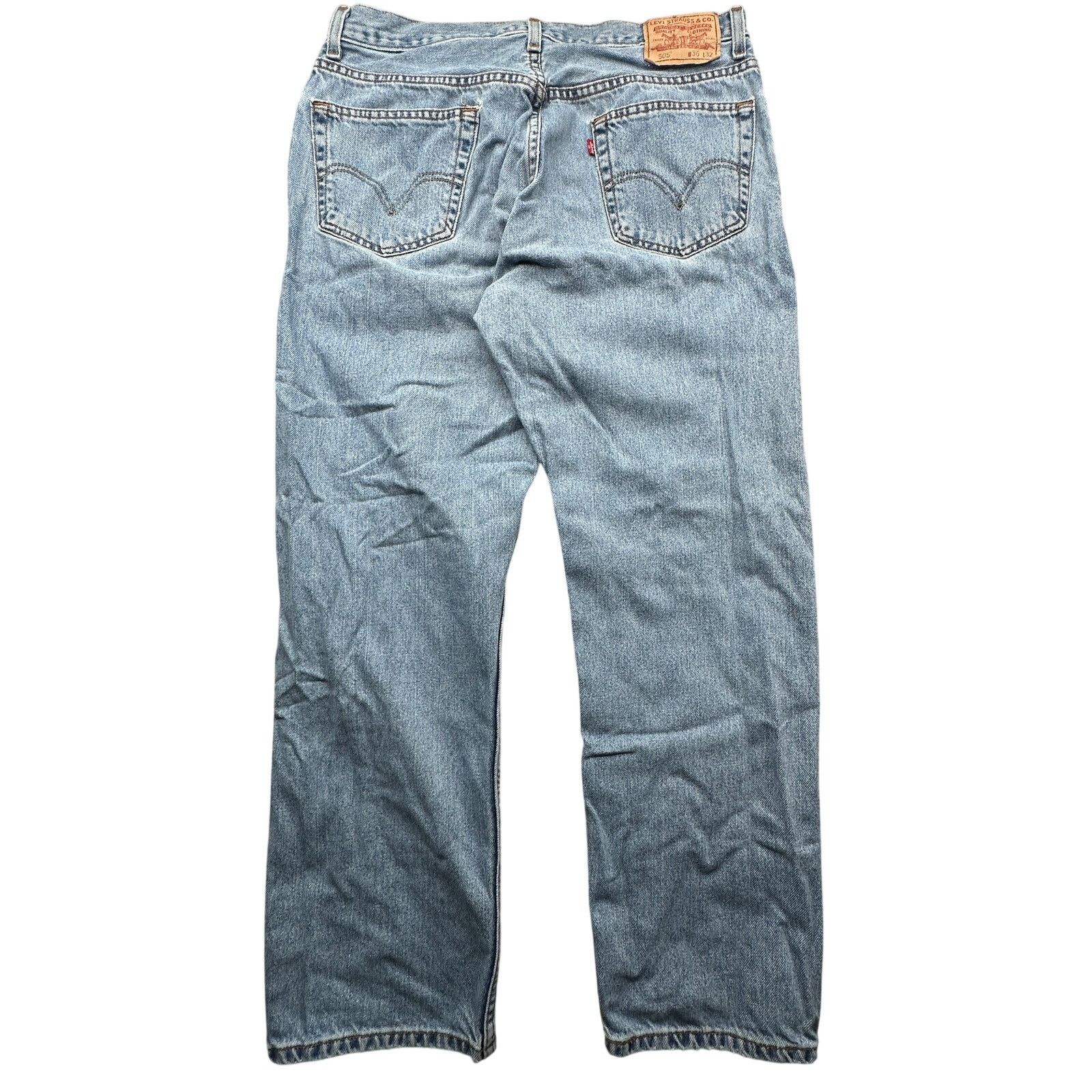 Levi's Levis 505 Light Wash Jeans Mens 36x32 Regular Fit Blue Size US 36 / EU 52 - 2 Thumbnail
