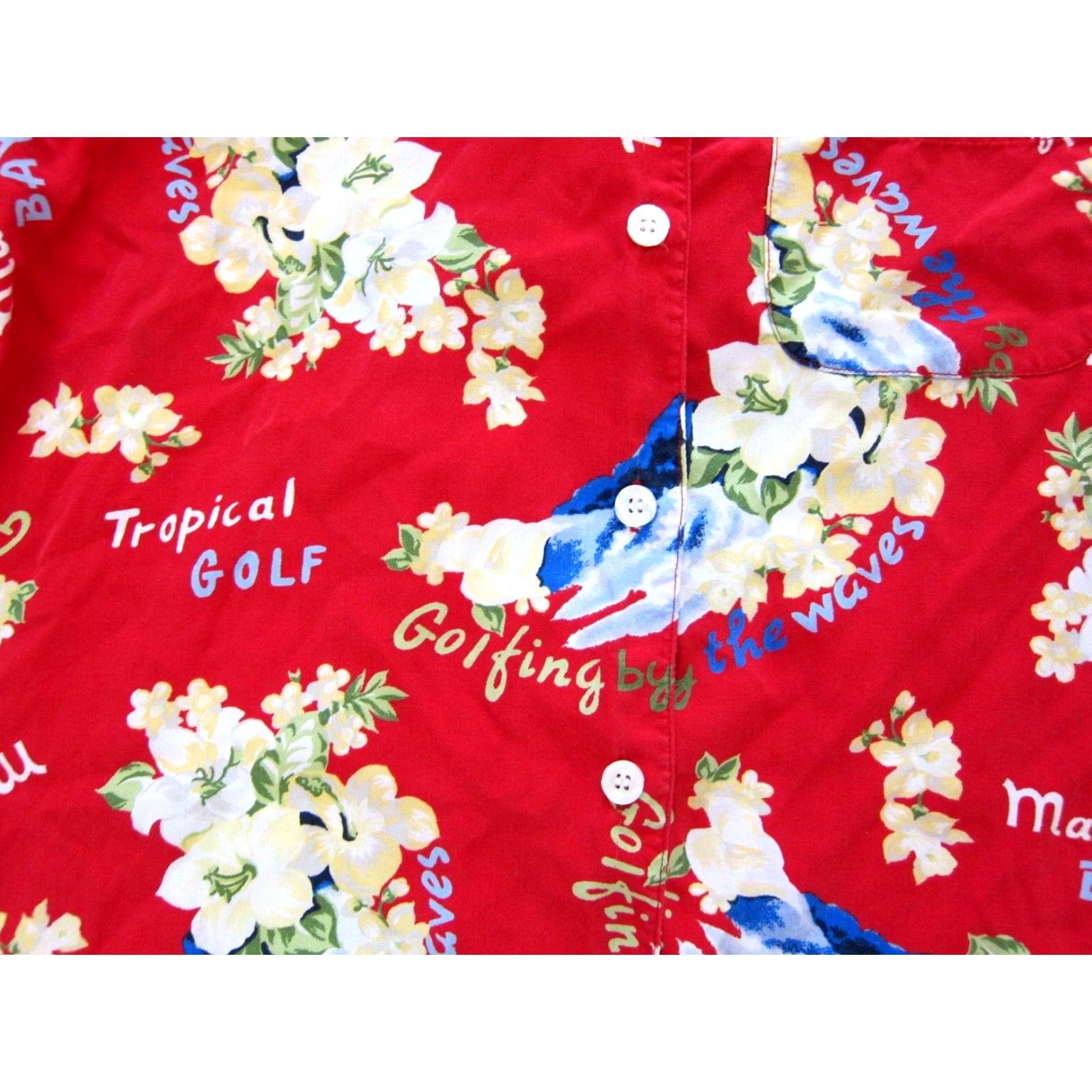 Liz Claiborne Vtg Liz Claiborne Rayon Red Floral Short Sleeve Shirt M-L M-L Women Golf Hawaii Manele Bay Blouse Size M / US 6-8 / IT 42-44 - 6 Thumbnail