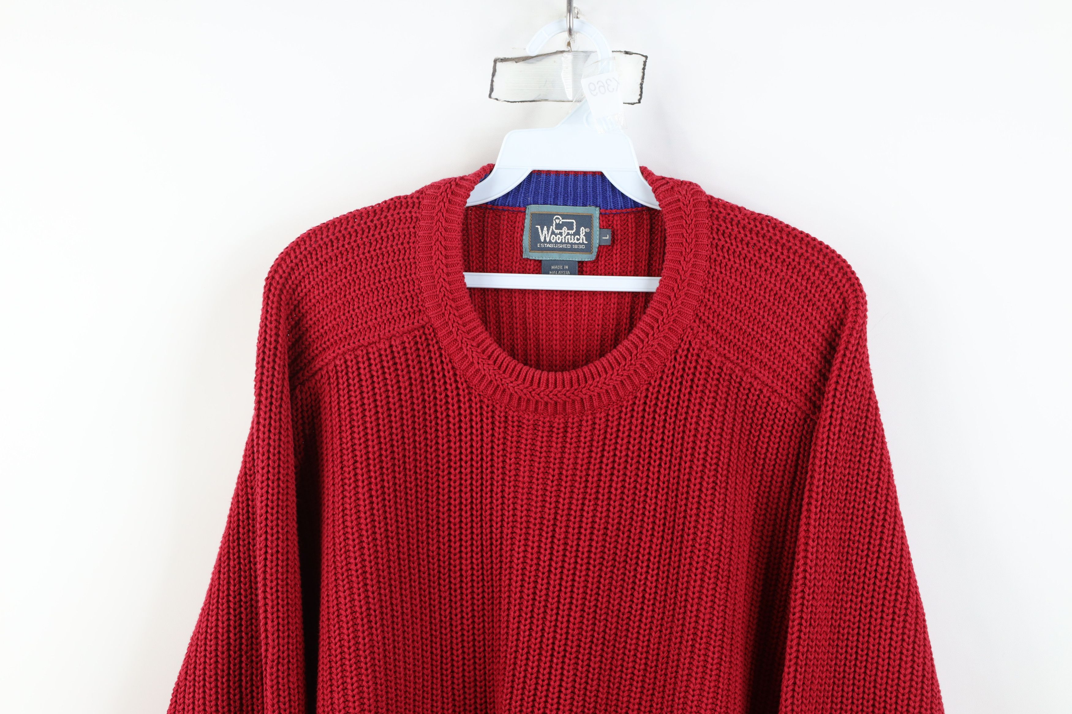 Woolrich Woolen Mills Vintage 90s Woolrich Chunky Ribbed Knit Crewneck Sweater Red Size US L / EU 52-54 / 3 - 2 Thumbnail