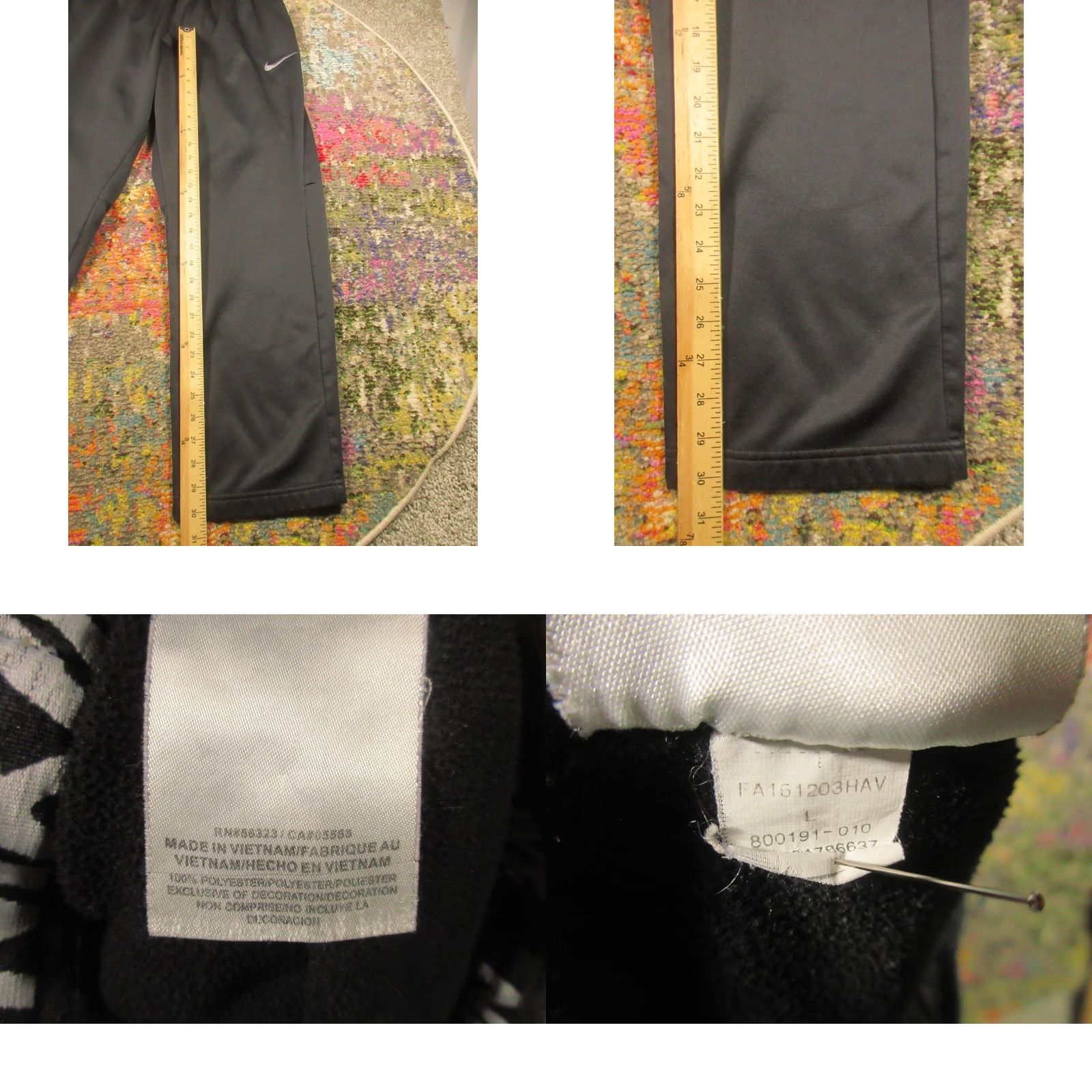 Nike Nike Dri-Fit Jogger Pants Mens Large Black Fleece Embroidered Swoosh Size US 33 - 8 Thumbnail