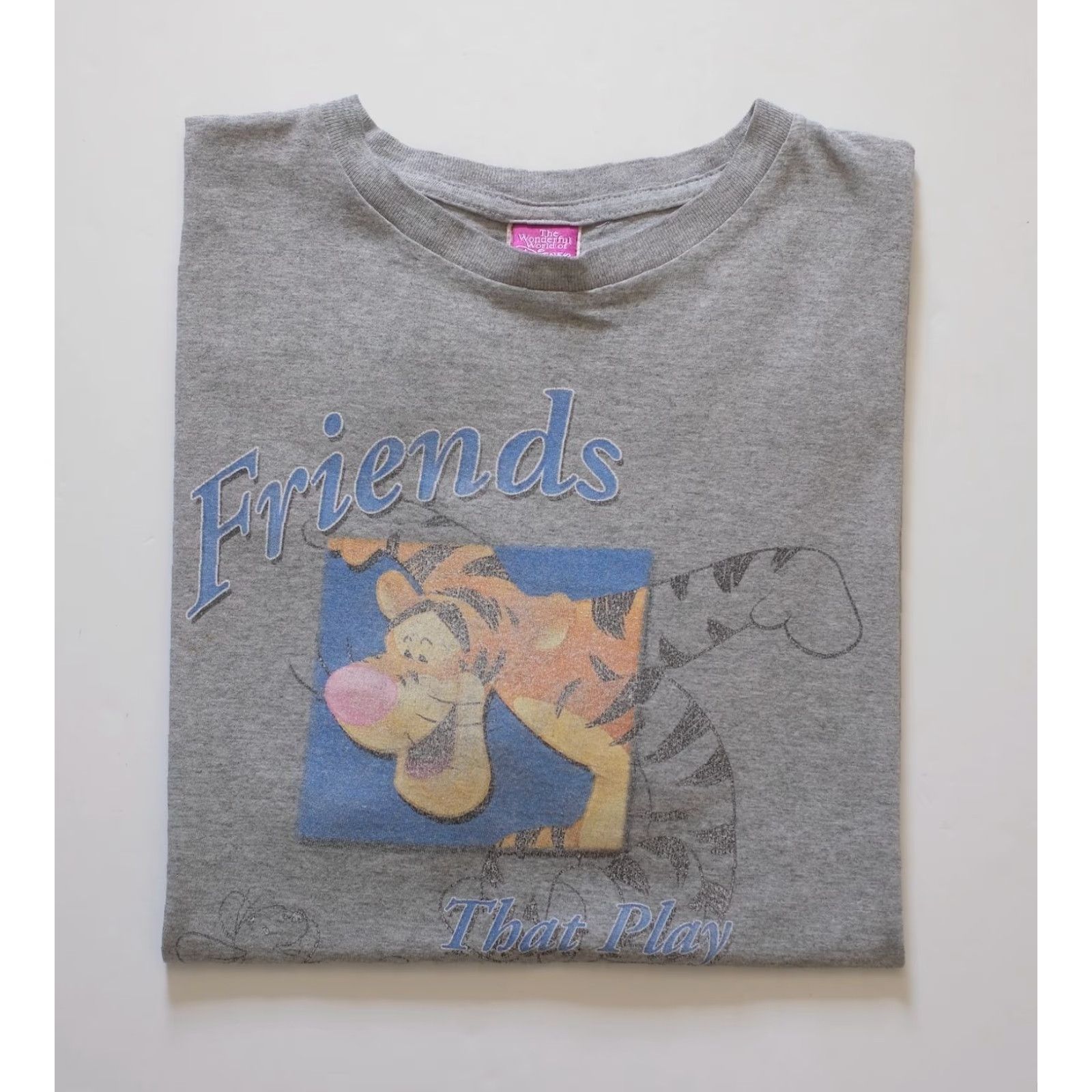 Disney VINTAGE Disney T-Shirt Mens XL 90s Cartoon Tigger Friends That Stay Together Gray Cotton Short Sleeve Crew Neck Graphic Print Size US XL / EU 56 / 4 - 5 Thumbnail