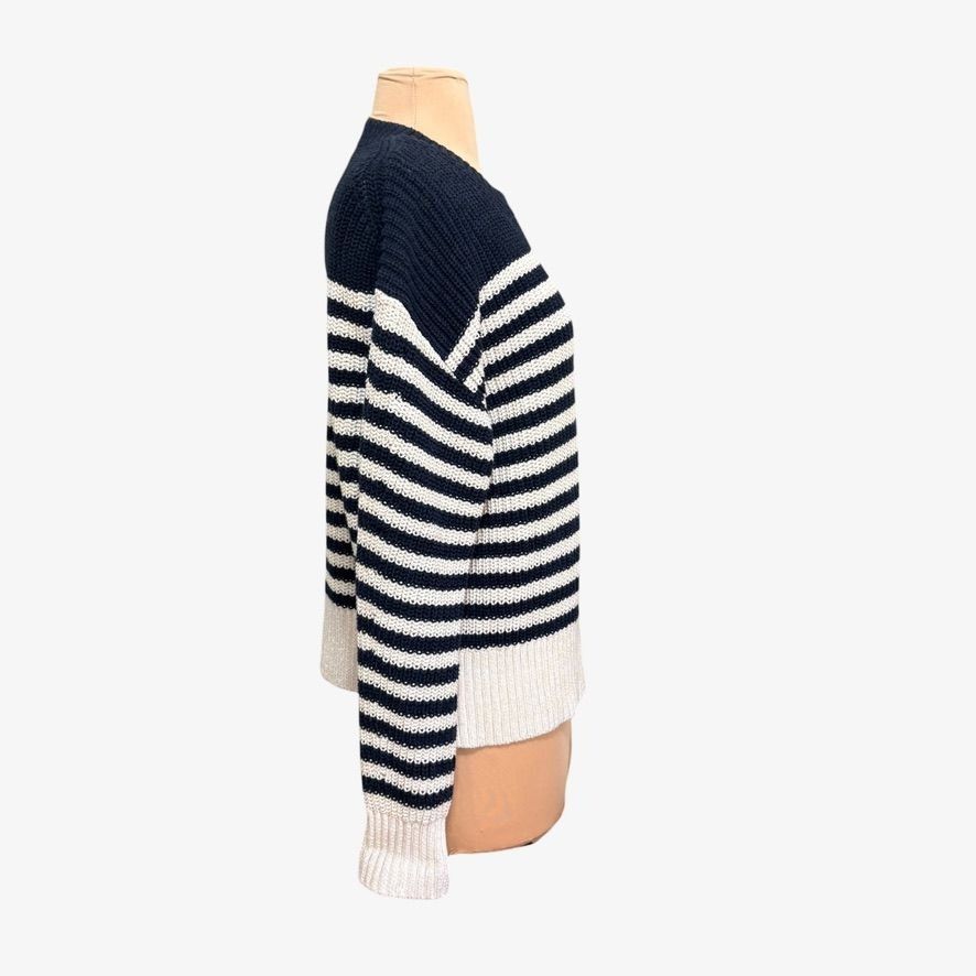 J.Crew Classic Knit Striped Sweater S Navy Blue White J.Crew Preppy Size S / US 4 / IT 40 - 5 Thumbnail
