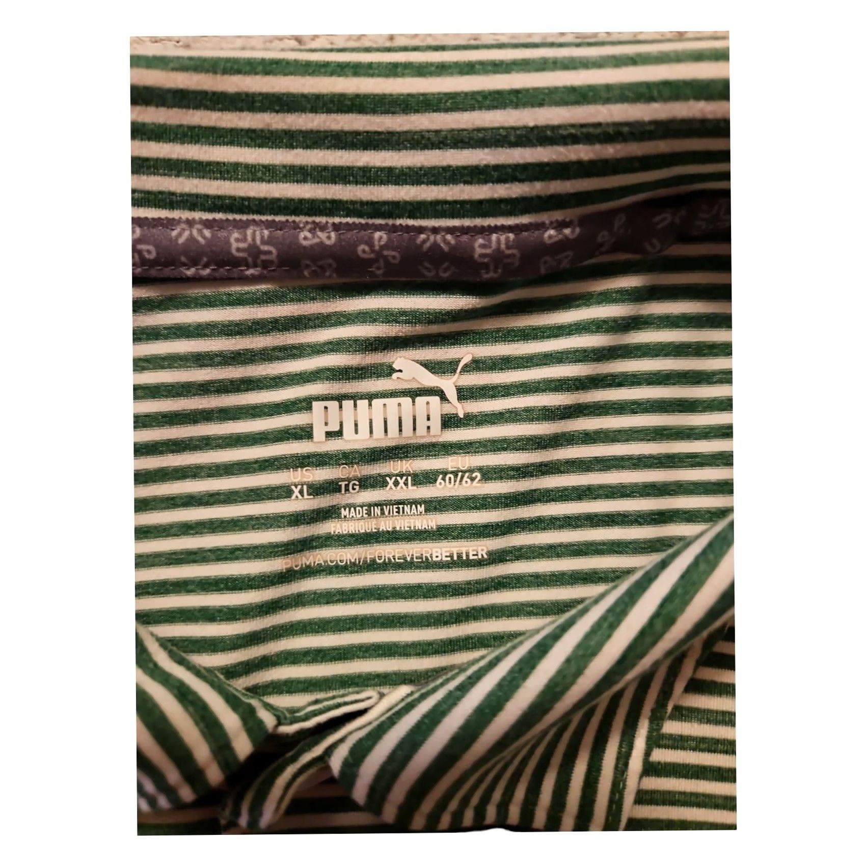 Puma Puma Polo Short Sleeve Men XL Green Striped Golf Casual Outdoor Shirt Polo Shirt with Logo Button - Regular Fit Size US XL / EU 56 / 4 - 2 Thumbnail