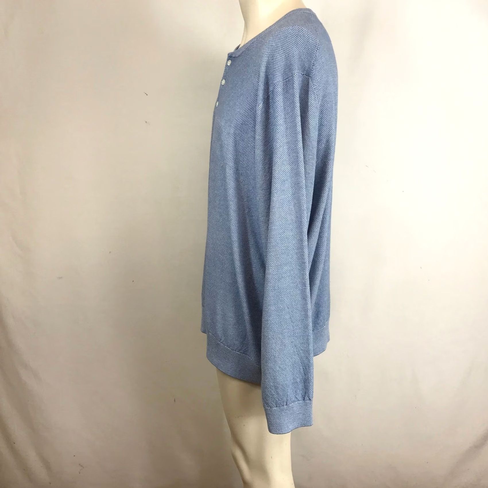 Bonobos BONOBOS Mens Blue Textured Long Sleeve Henley Shirt XXL Size US XXL / EU 58 / 5 - 6 Thumbnail