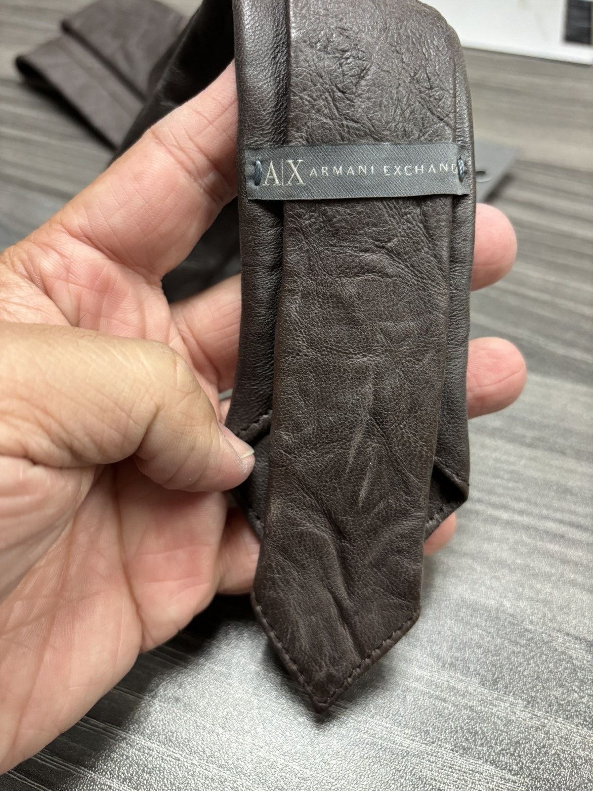 Armani Exchange New Armani Exchange A\X Brown Leather Tie From Early 2000s Size ONE SIZE - 5 Thumbnail