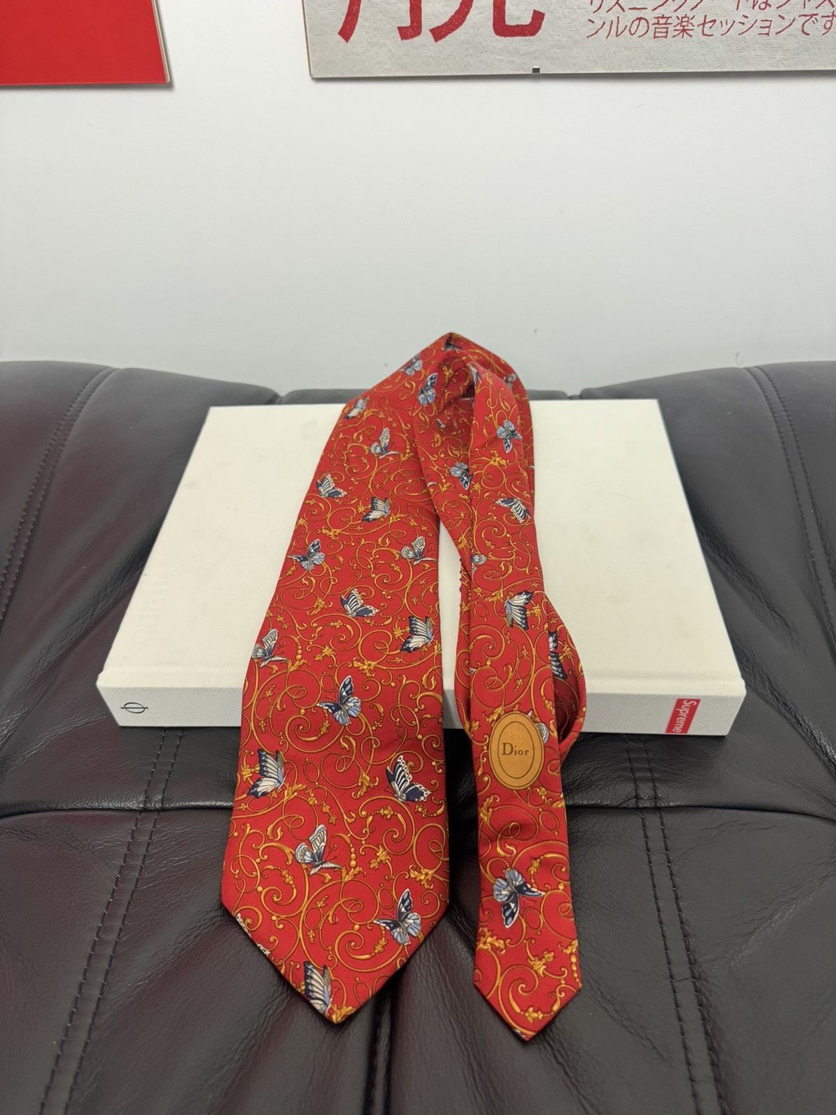 Dior Christian Dior Paris Vintage Butterfly Print Designer Tie Size ONE SIZE - 1 Thumbnail