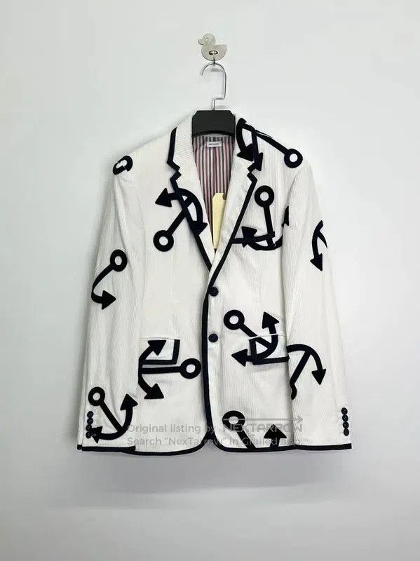 Thom Browne Thom Browne White Embroidered Logo Jacket . Size S / US 4 / IT 40 - 1 Thumbnail