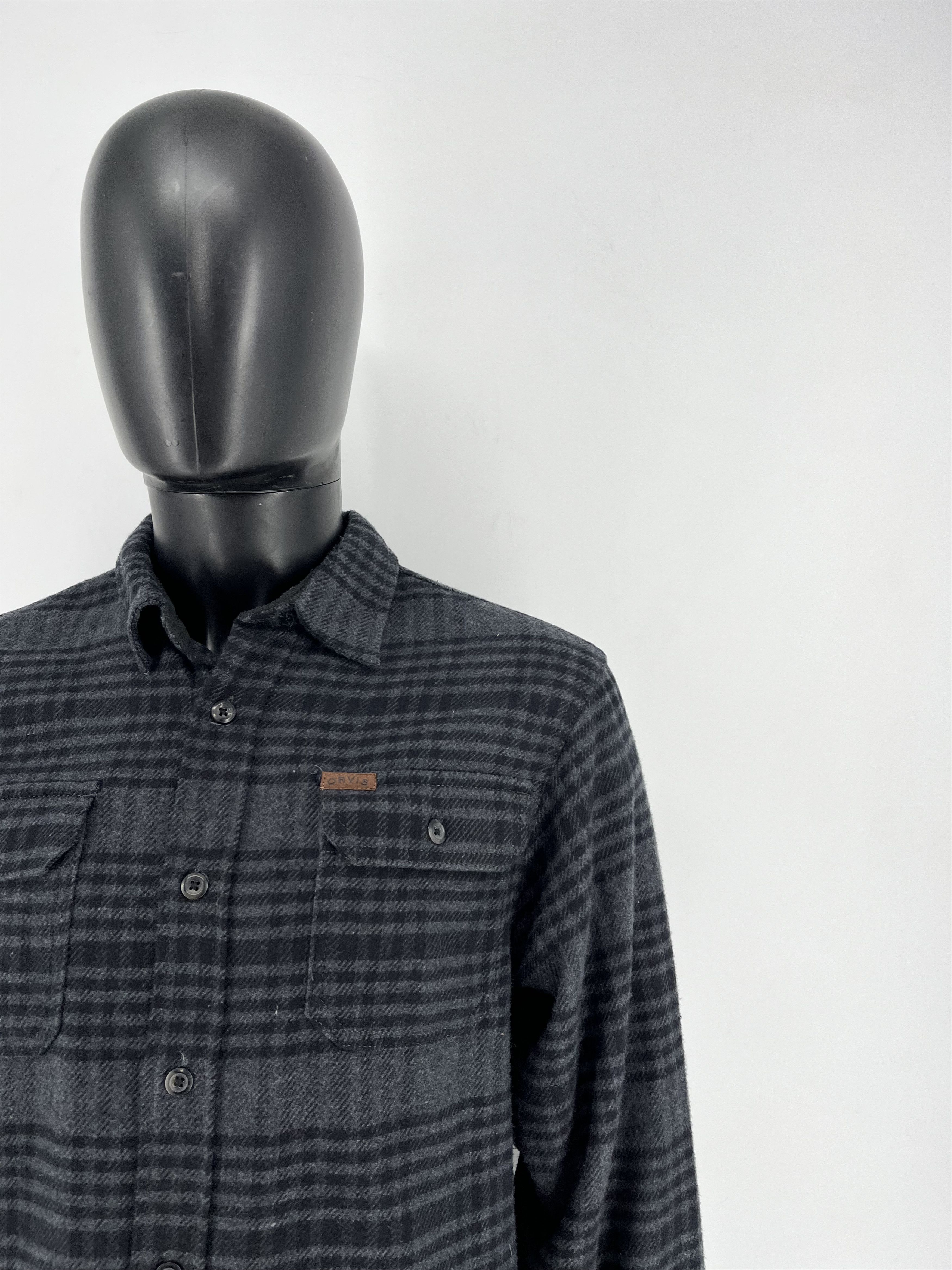 Orvis × Vintage Orvis Thick Flannel Button Front Shirt Grey Plaid Mens M Size US M / EU 48-50 / 2 - 7 Thumbnail